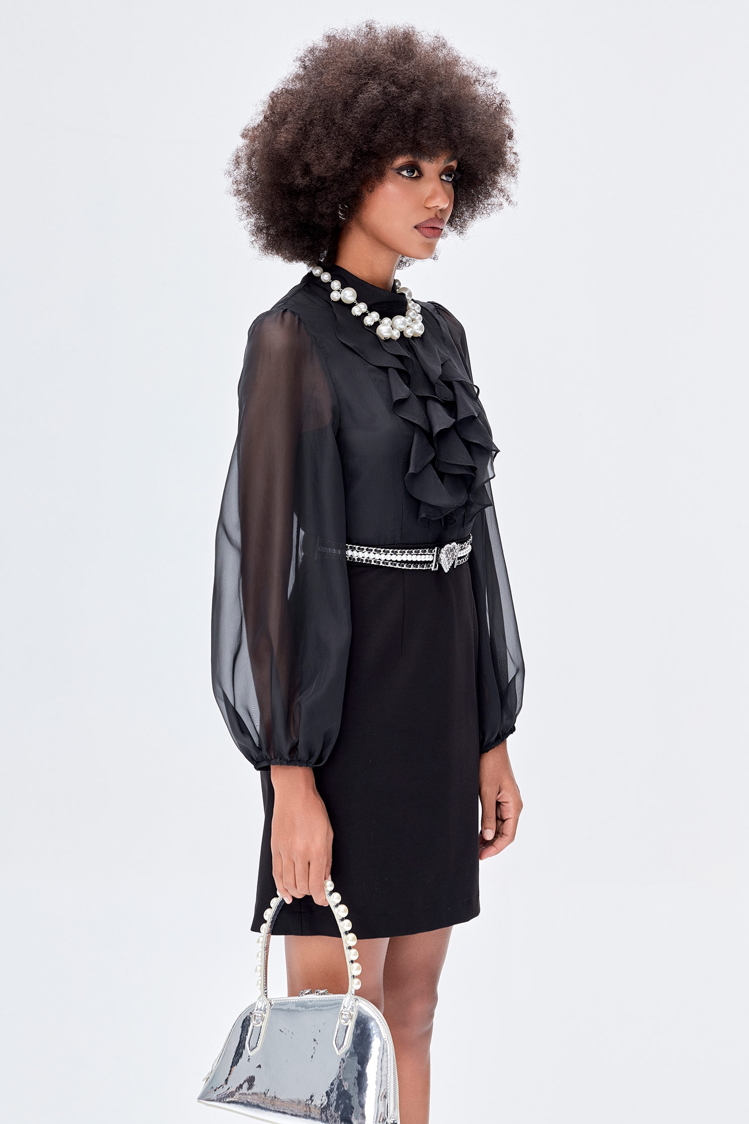 Ruffle Detail Organza Sleeve DressRuffle Detail Organza Sleeve Dress,Dresses,Season (AW) Look