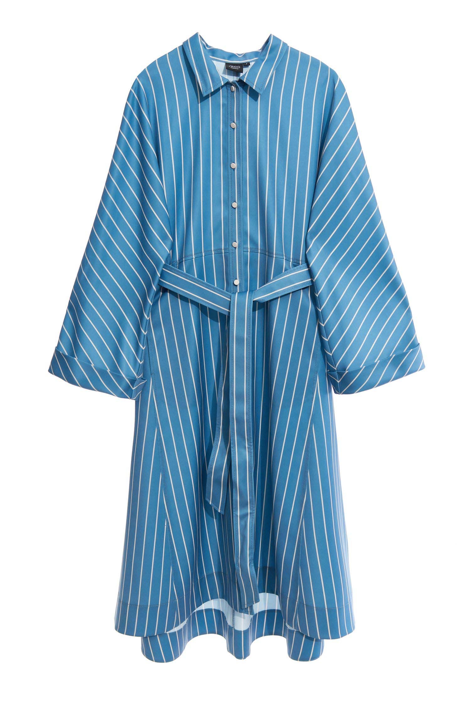 Stripe Printed Wide Sleeve Shirt DressStrap shirt-style dress,Shirt dresses,goodlucknewyear,Stripe,Season (AW) Look,Blouses,Long sleeve dresses