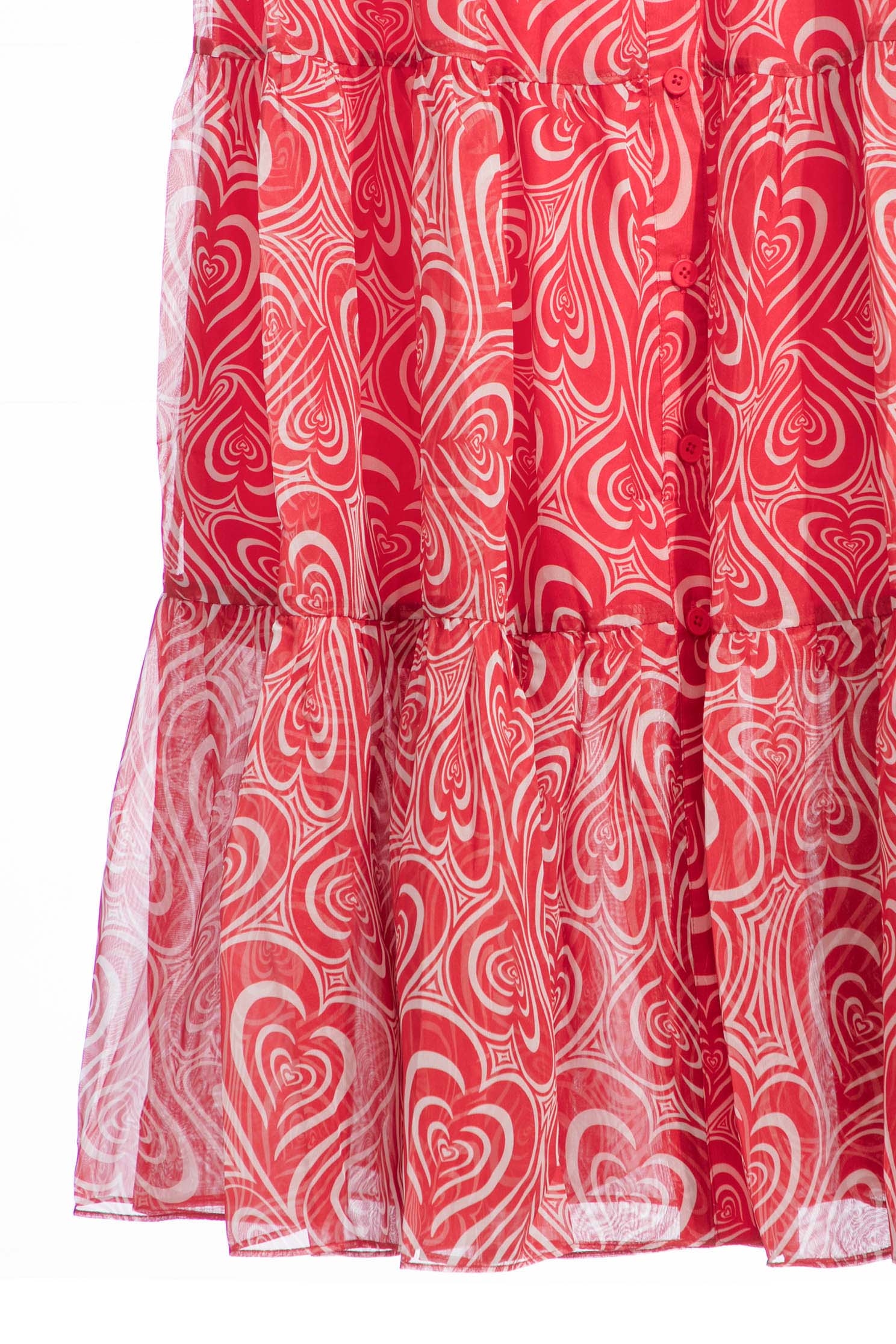 Printed Red Heart Sleeveless DressChiffon dress with heart shock wave print,Dresses,Printed dresses,Season (SS) Look,Chiffon