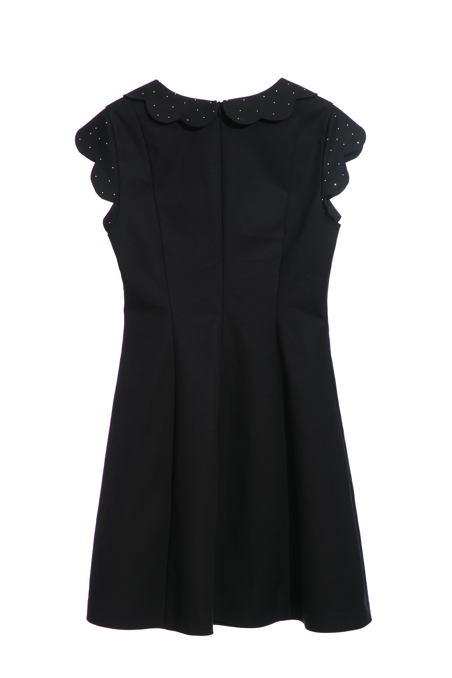 Black Scallop Sleeve A-Line DressLustrous short dress,Dresses,Season (SS) Look