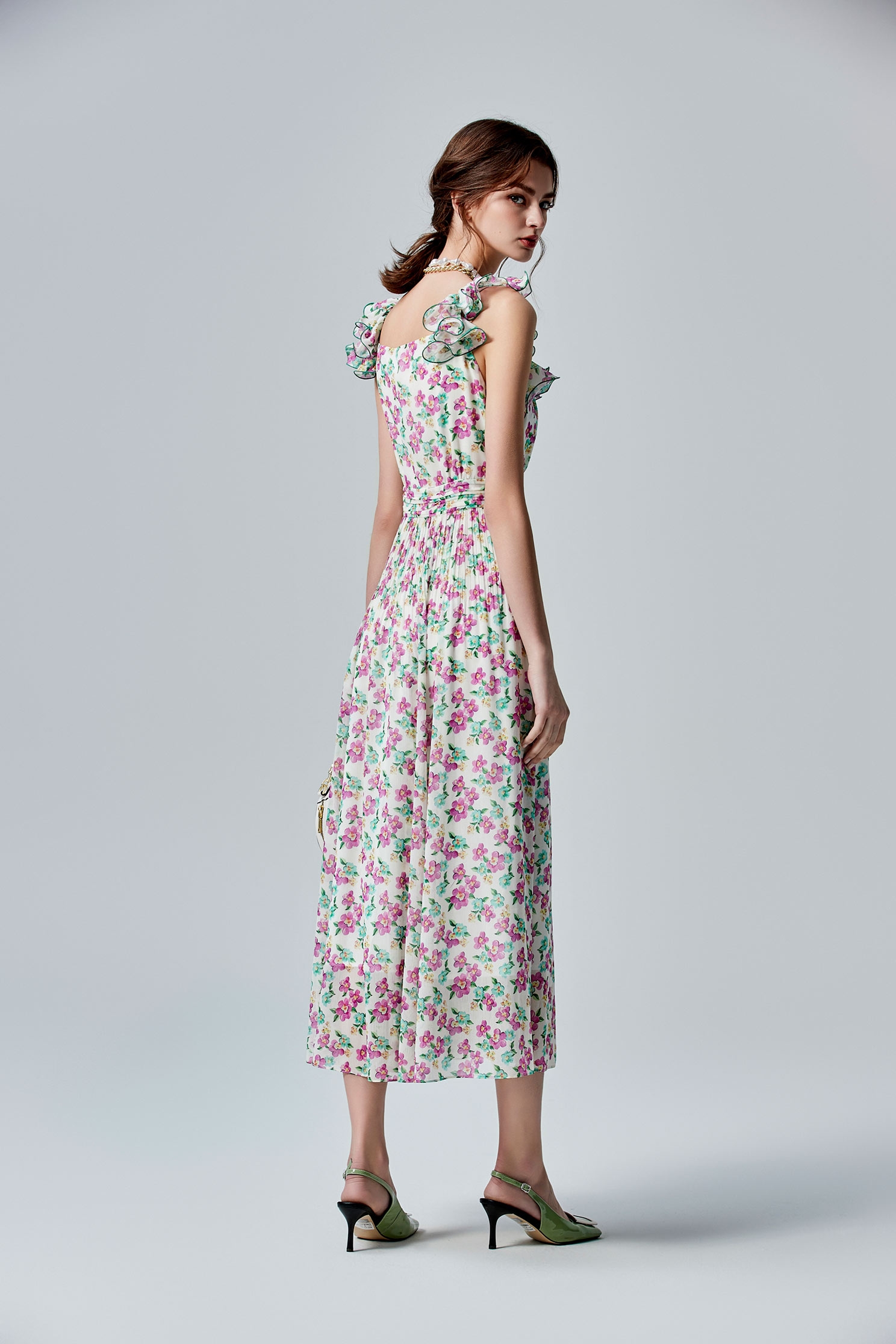 Ruffle Detail Floral Print Maxi DressRuffle Detail Floral Print Maxi Dress,Dresses,Season (SS) Look