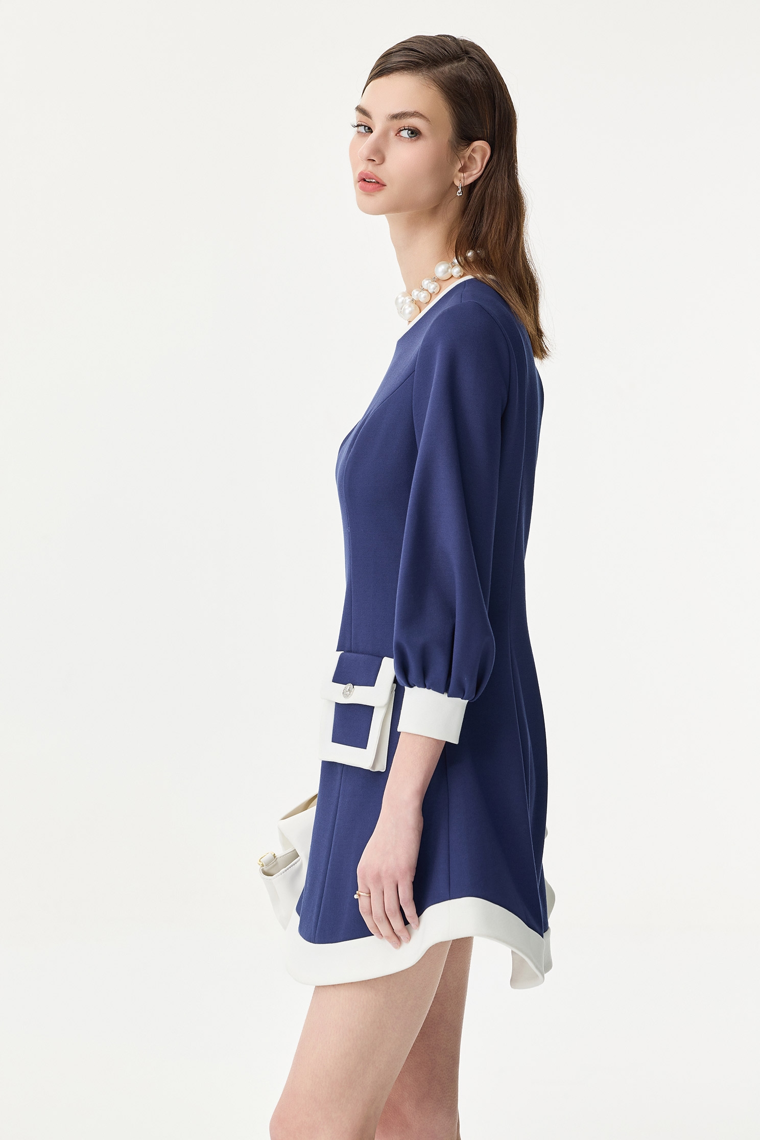 Contrast Trim Detail Navy DressContrast Trim Detail Navy Dress,Dresses,Season (SS) Look