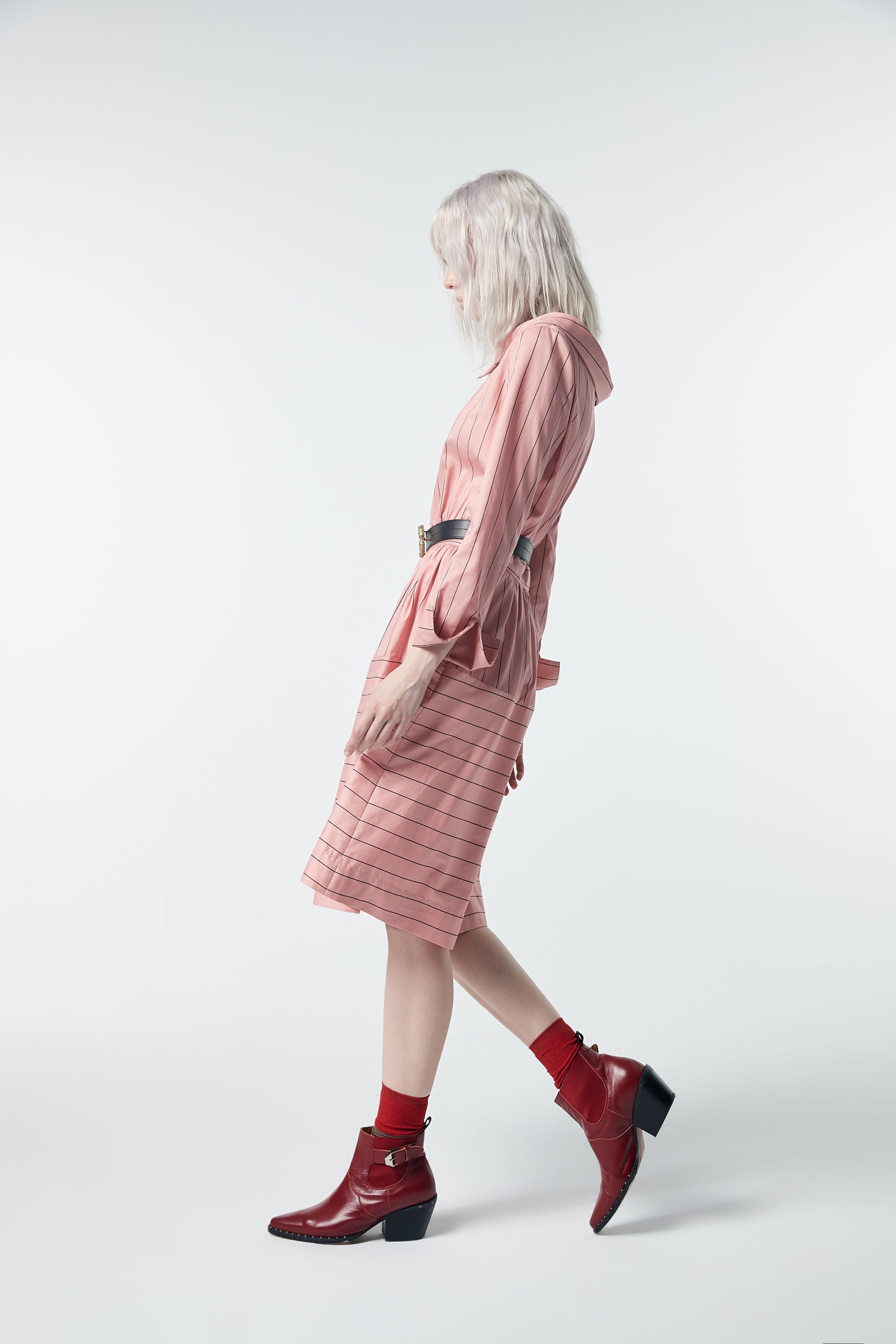 Stripe Printed Long Sleeve DressStriped large lapel long-sleeved dress,U-neck dresses,Dresses,Season (SS) Look,Stripe,Season (AW) Look,Pink,i Select,dresses,Long sleeve dresses