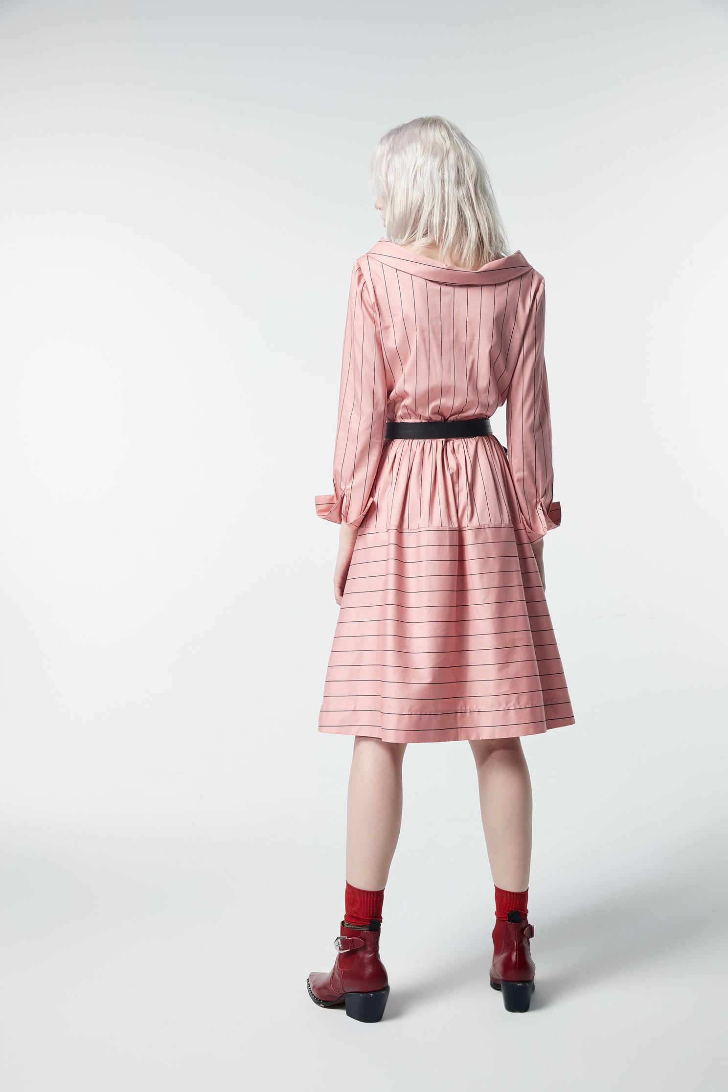 Stripe Printed Long Sleeve DressStriped large lapel long-sleeved dress,U-neck dresses,Dresses,Season (SS) Look,Stripe,Season (AW) Look,Pink,i Select,dresses,Long sleeve dresses