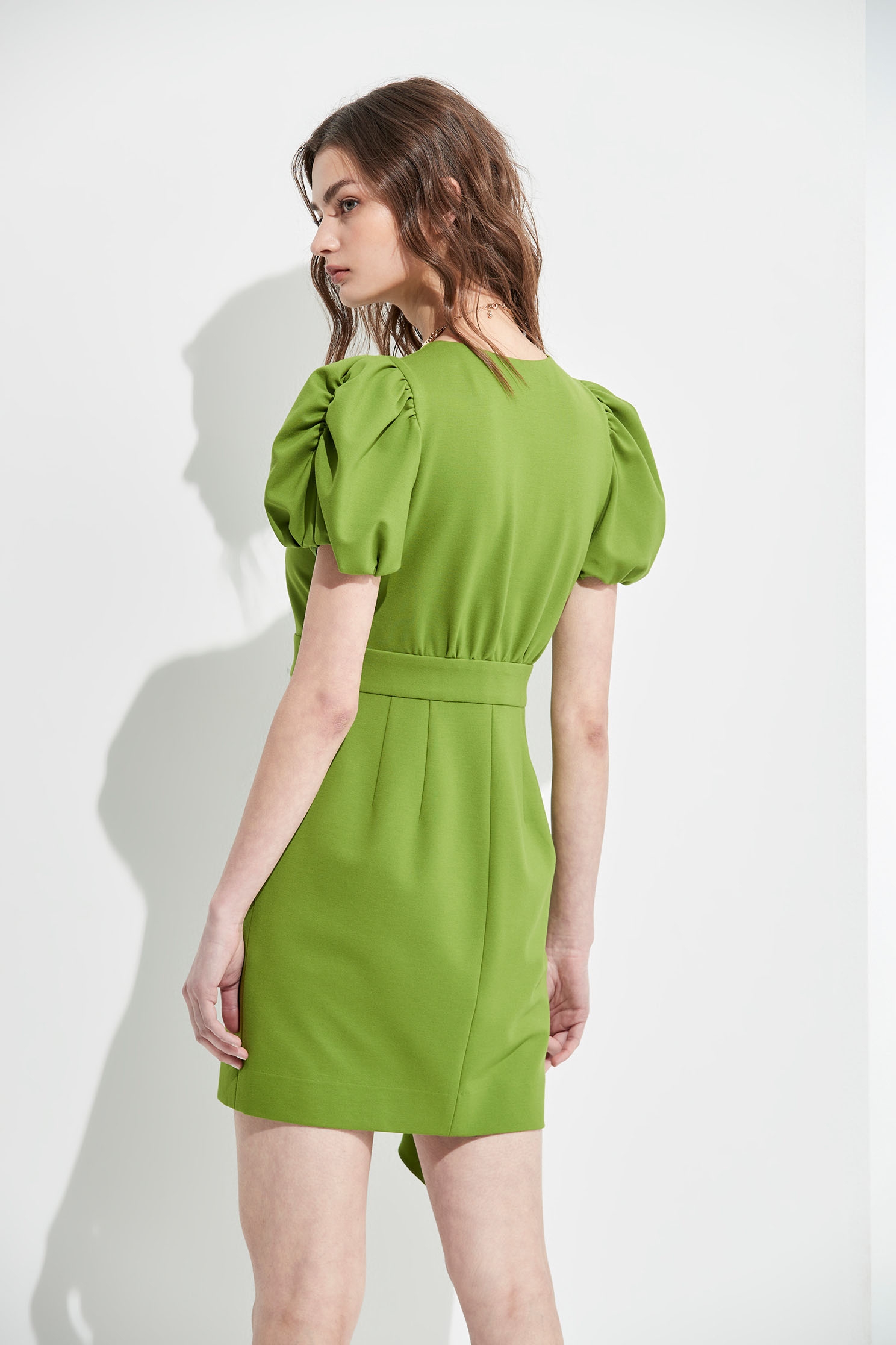 V-Neck Fitted Short Dress With Ruffle DetailCitron dress,Dresses,Season (SS) Look