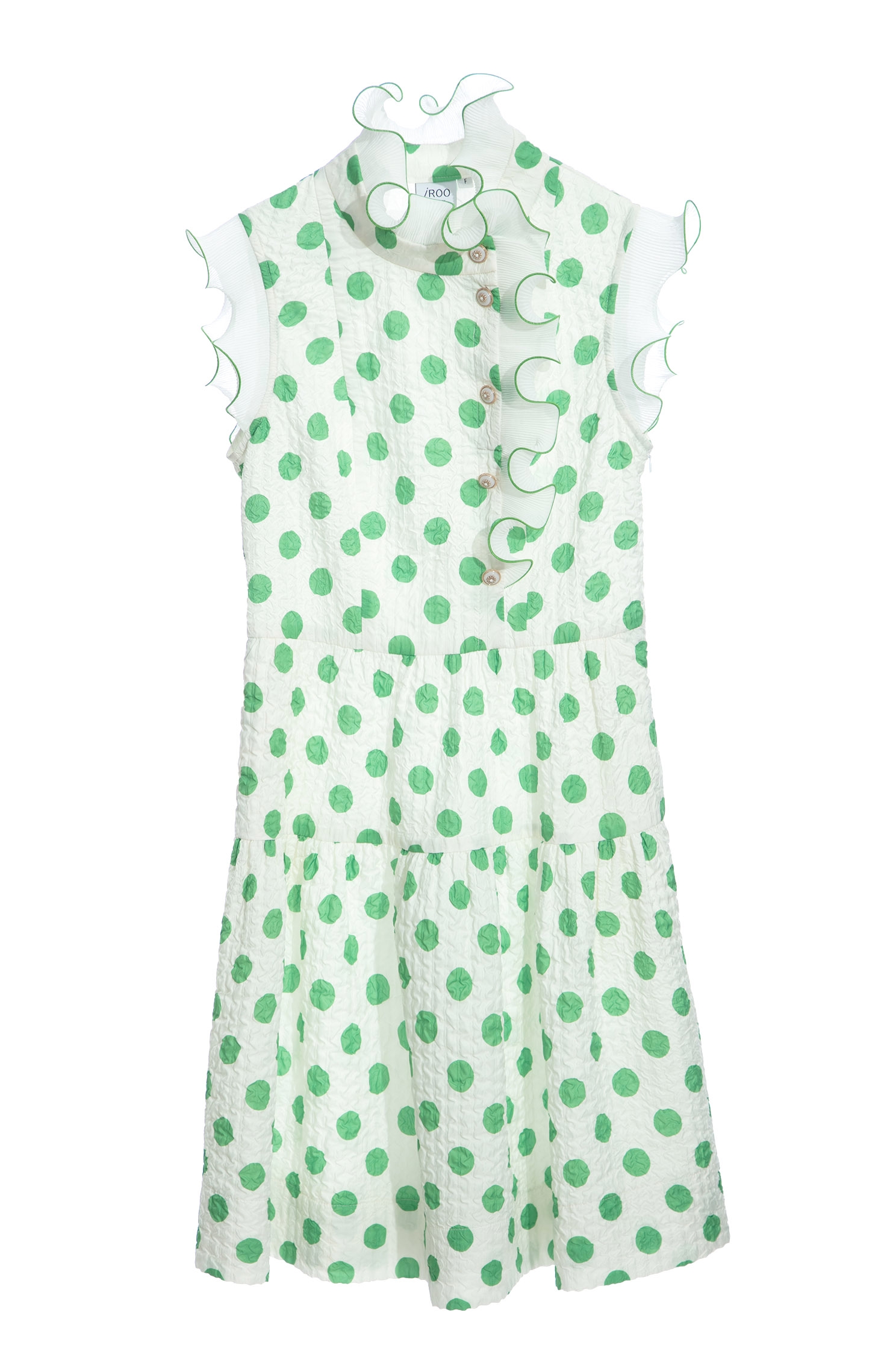 Green Dotted Ruffle DressDress with polka dot,Dresses,Season (SS) Look