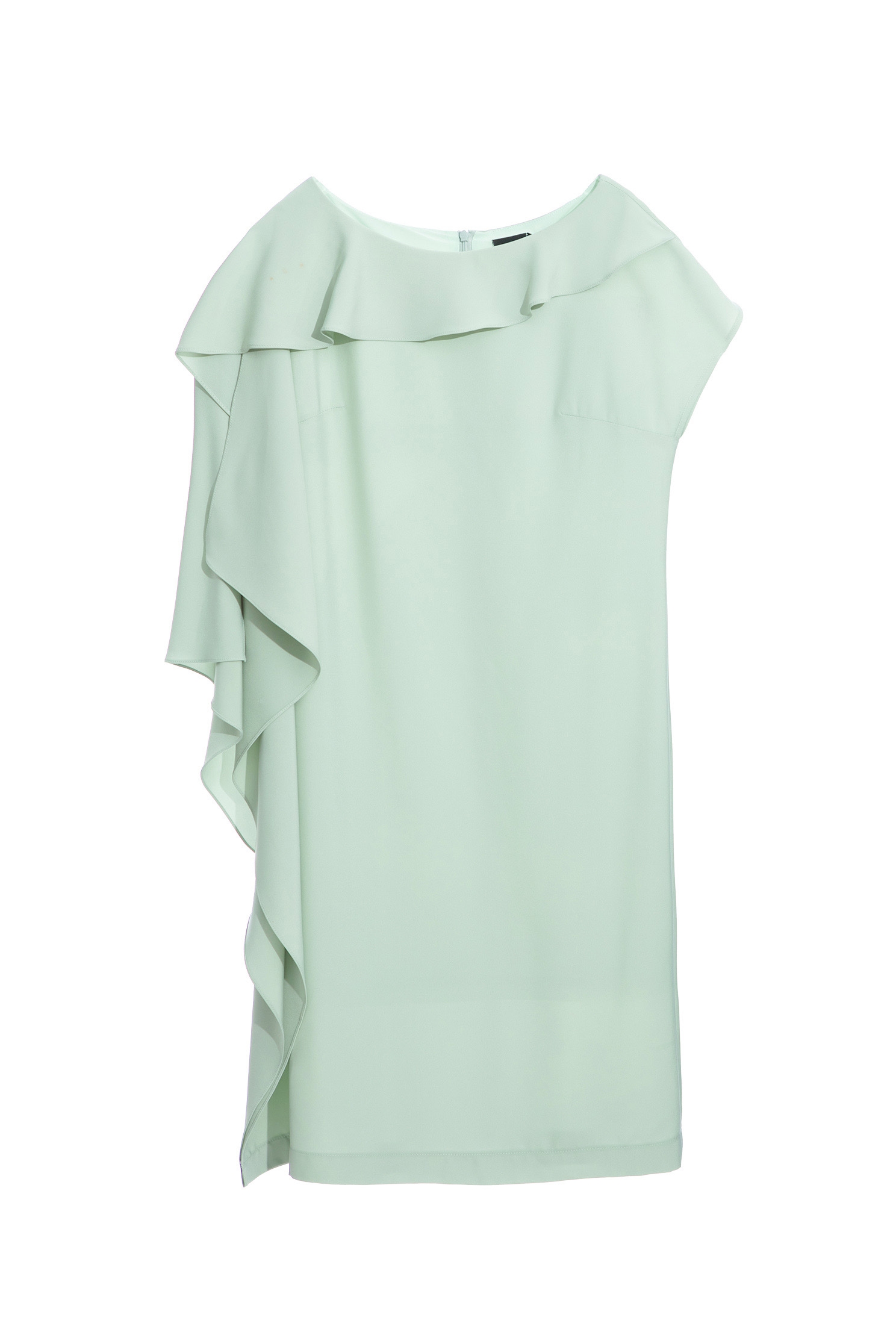 Asymmetric Flounce Collar Shift DressGreen flowing dress,Dresses,cocktaildresses,Season (SS) Look,Evening dresses