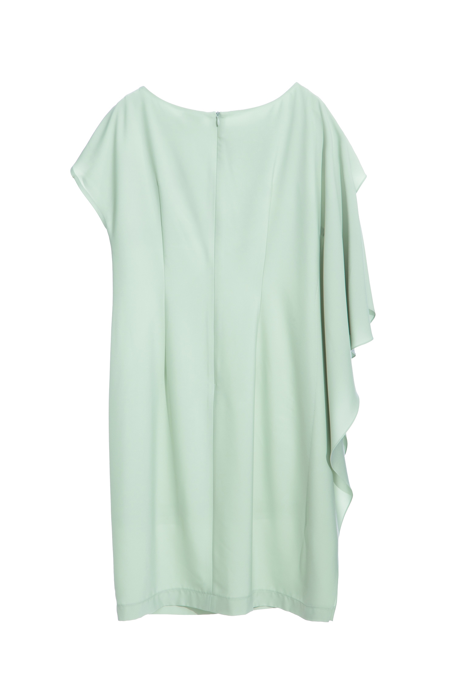 Asymmetric Flounce Collar Shift DressGreen flowing dress,Dresses,cocktaildresses,Season (SS) Look,Evening dresses