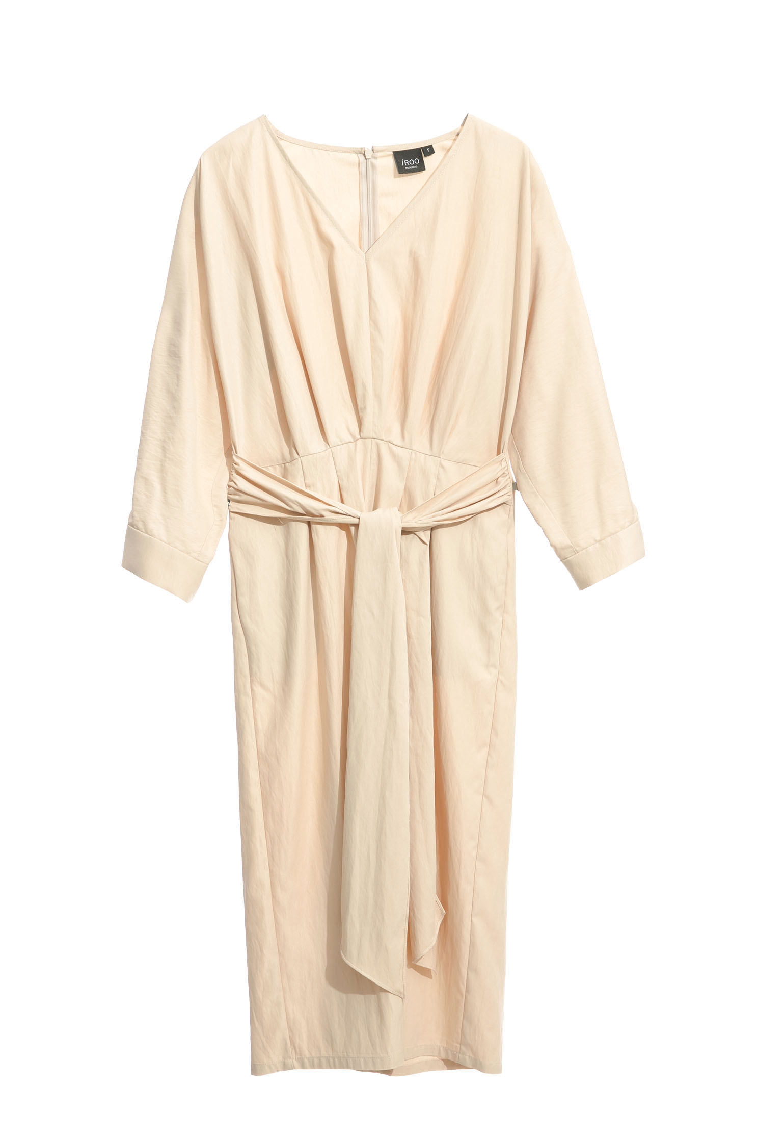 V-Neck Front Bow Khaki DressVanilla cake color dress,Dresses,Season (SS) Look