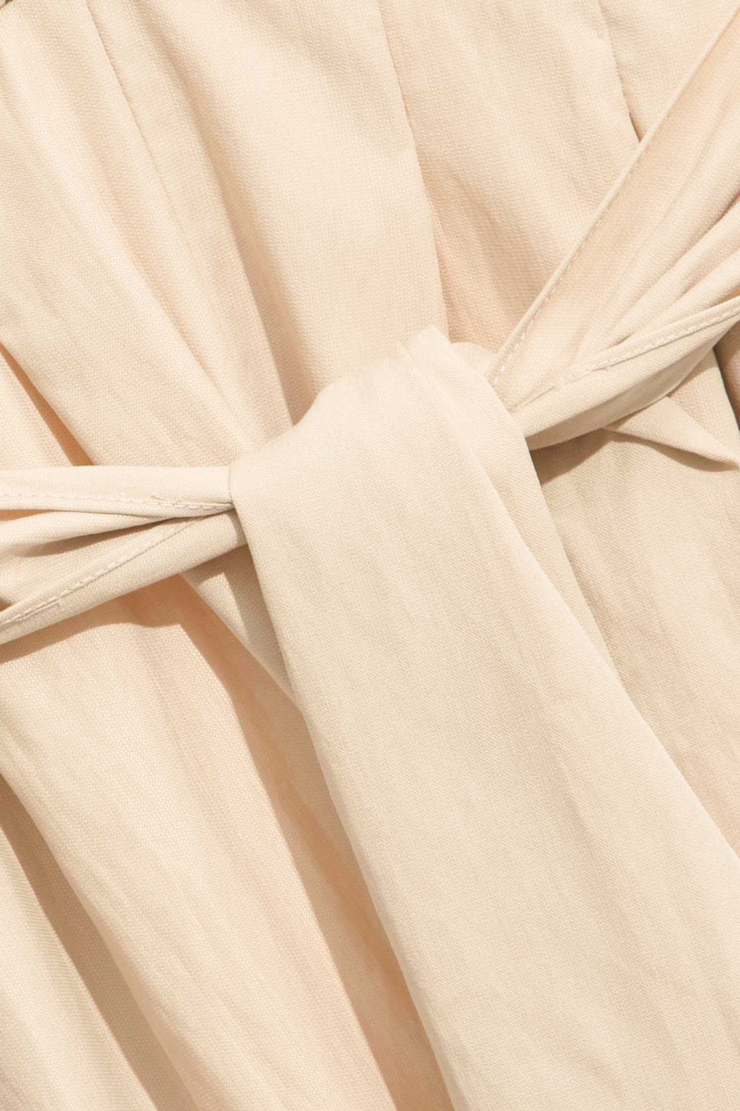 V-Neck Front Bow Khaki DressVanilla cake color dress,Dresses,Season (SS) Look