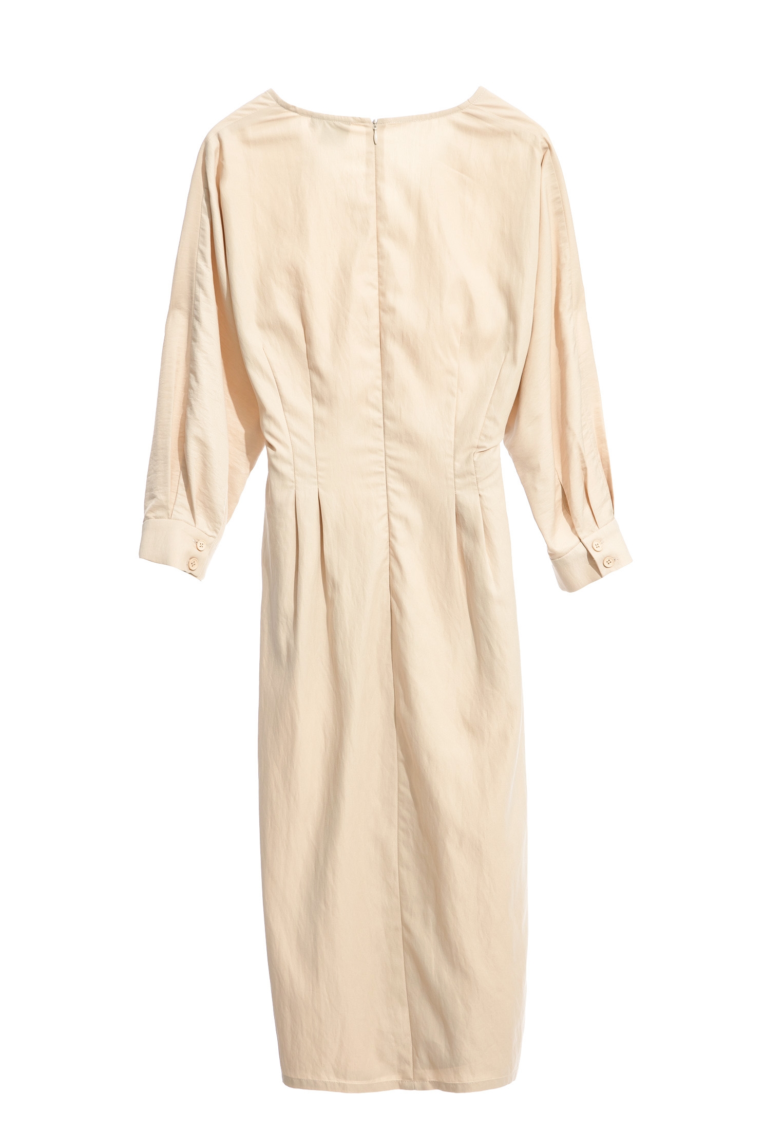 V-Neck Front Bow Khaki DressVanilla cake color dress,Dresses,Season (SS) Look