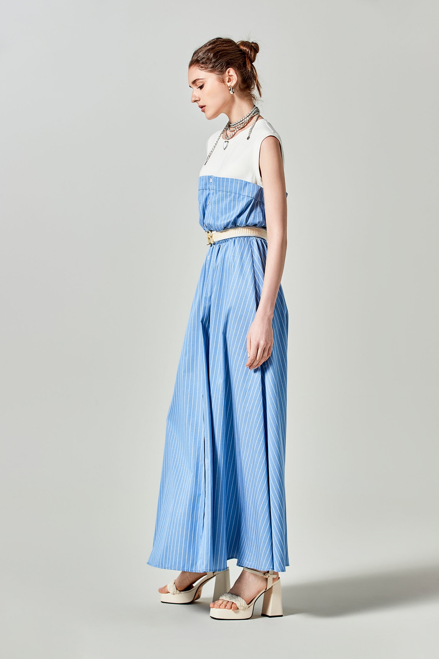 Pinstripe Sleeveless Maxi DressPinstripe Sleeveless Maxi Dress,Dresses,Season (SS) Look,Stripe