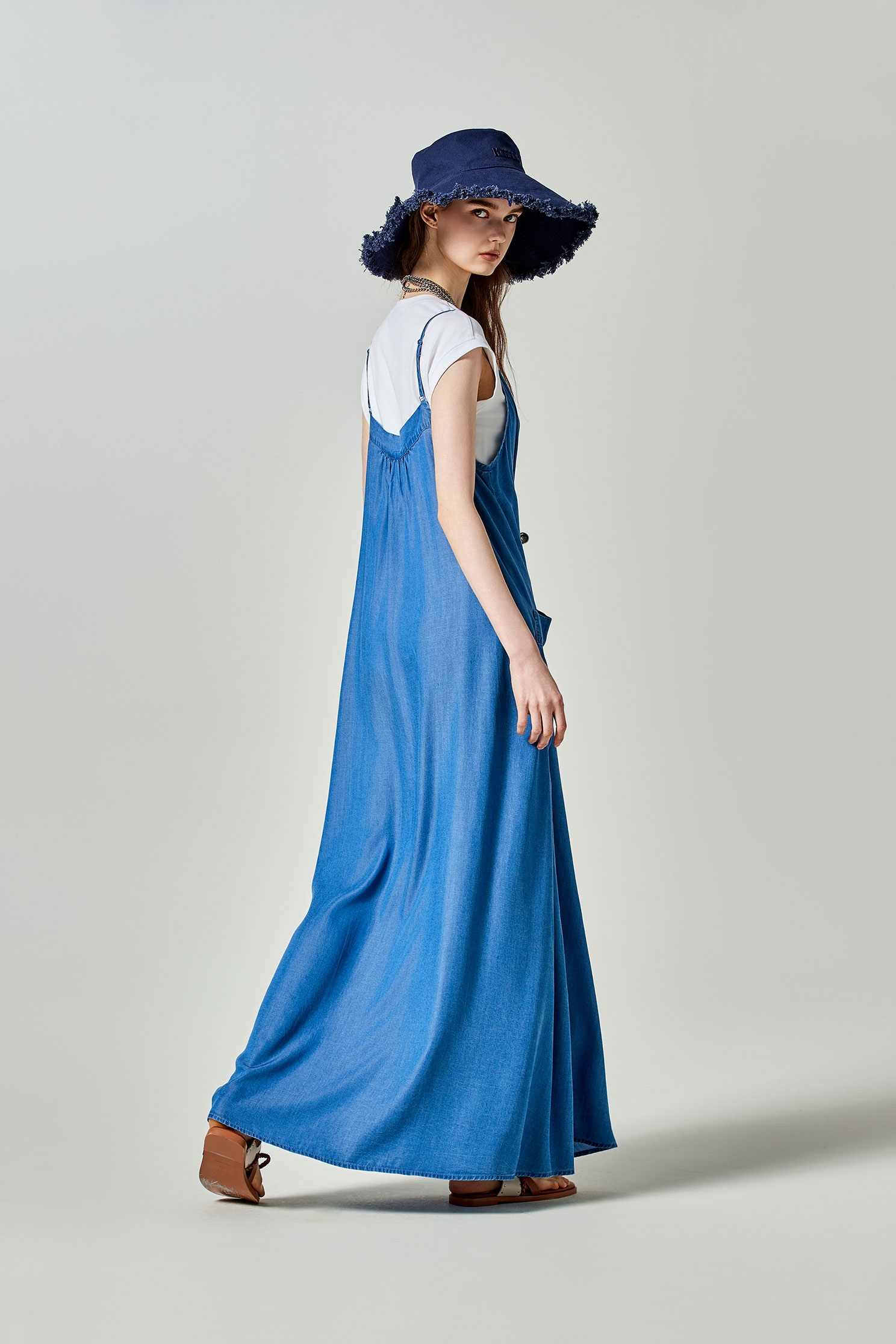 Two Piece Loose Fit Maxi DressTwo Piece Loose Fit Maxi Dress,Dresses,Season (SS) Look,Denim,Thin straps,sleeveless tops