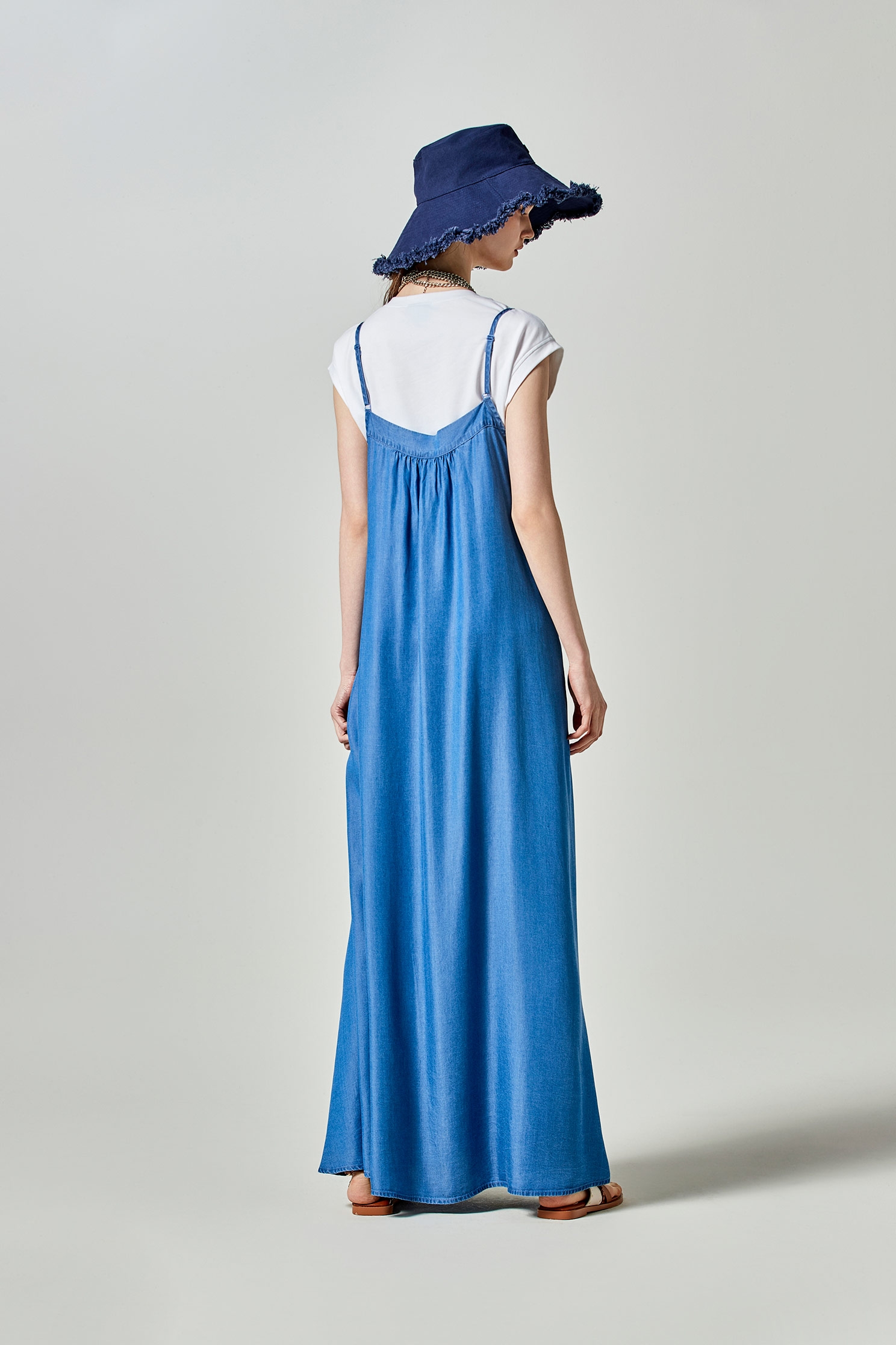 Two Piece Loose Fit Maxi DressTwo Piece Loose Fit Maxi Dress,Dresses,Season (SS) Look,Denim,Thin straps,sleeveless tops