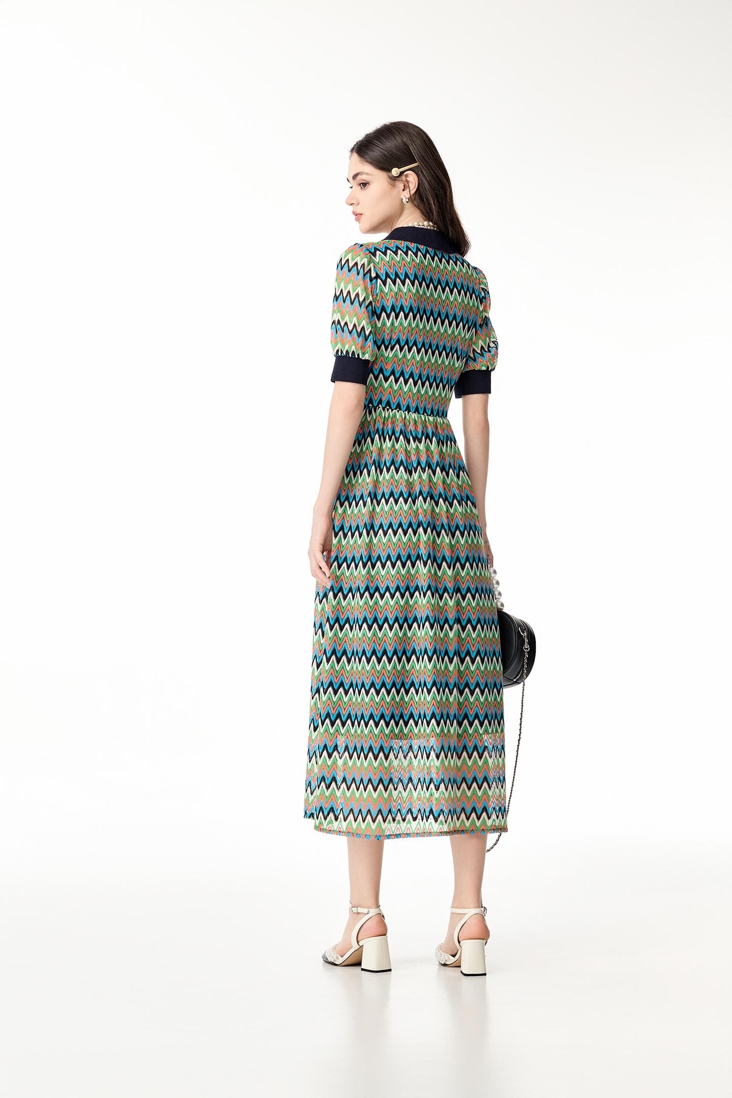 Multi Wavy Stripe Maxi DressMulti Wavy Stripe Maxi Dress,V-neck dresses,Dresses,Season (SS) Look,Lace