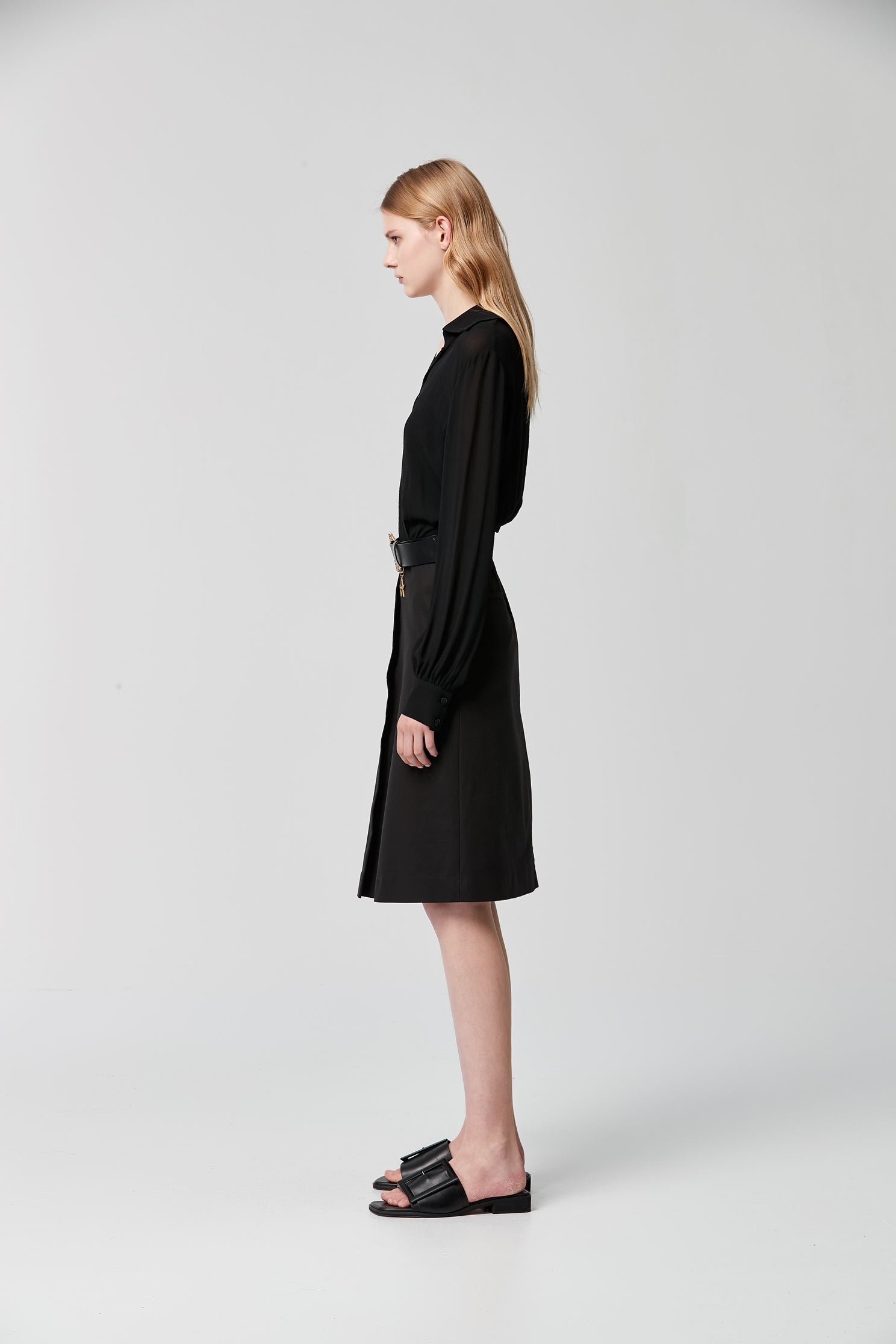 Deep V-neck Long Sleeve Shirt DressSHIRT DRESS,A-Line skirts,V-neck dresses,Dresses,Season (SS) Look,Season (AW) Look,i Select,Blouses,dresses,Long sleeve dresses,Black dresses,Black mini skirts