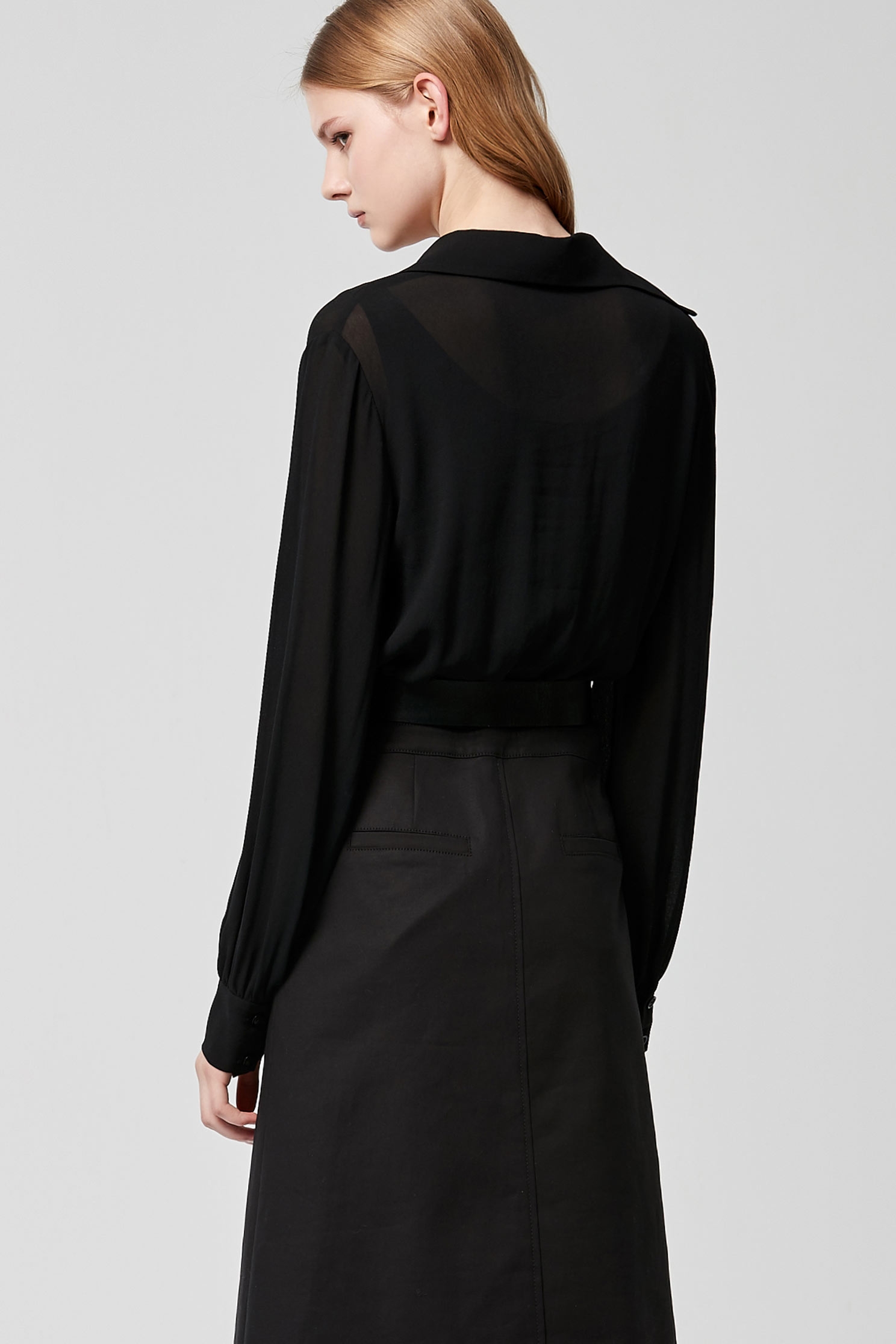 Deep V-neck Long Sleeve Shirt DressSHIRT DRESS,A-Line skirts,V-neck dresses,Dresses,Season (SS) Look,Season (AW) Look,i Select,Blouses,dresses,Long sleeve dresses,Black dresses,Black mini skirts