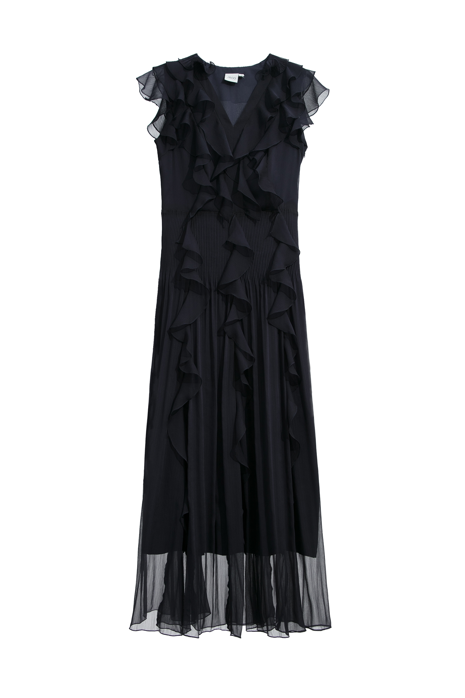 Navy Ruffle Detail Chiffon DressNavy Ruffle Detail Chiffon Dress,Dresses,cocktaildresses,Season (SS) Look,Stripe,Evening dresses,Chiffon