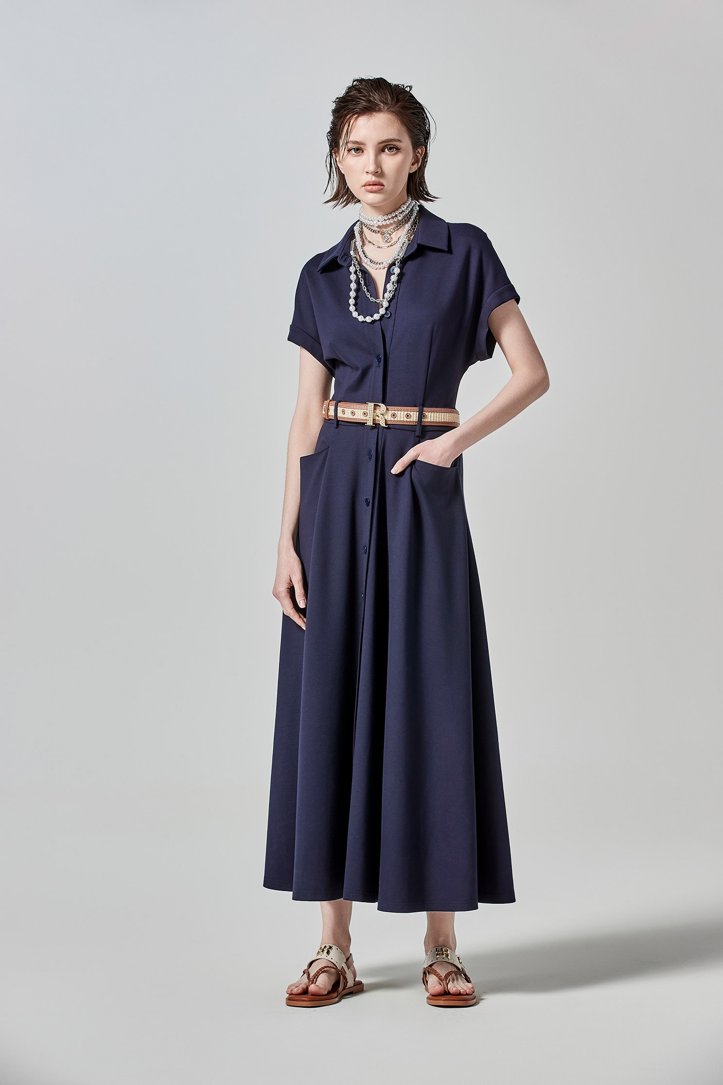 Short Sleeve Navy Shirt DressShort Sleeve Navy Shirt Dress,Dresses,Season (SS) Look,Blouses