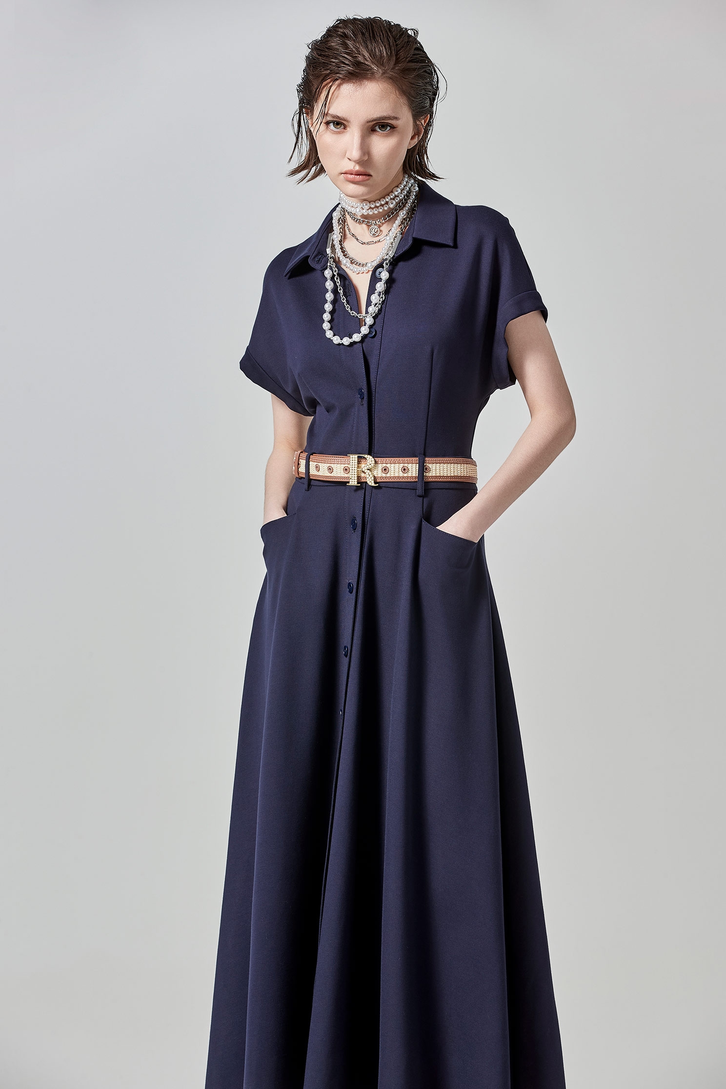 Short Sleeve Navy Shirt DressShort Sleeve Navy Shirt Dress,Dresses,Season (SS) Look,Blouses