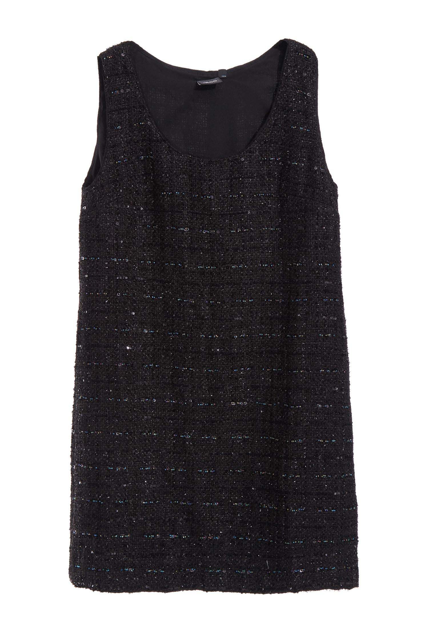 Sleeveless Tweed Short DressSequin and tweed mini dress,Dresses,Season (SS) Look,Sleeveless dresses,iROO LIVE,Black dresses