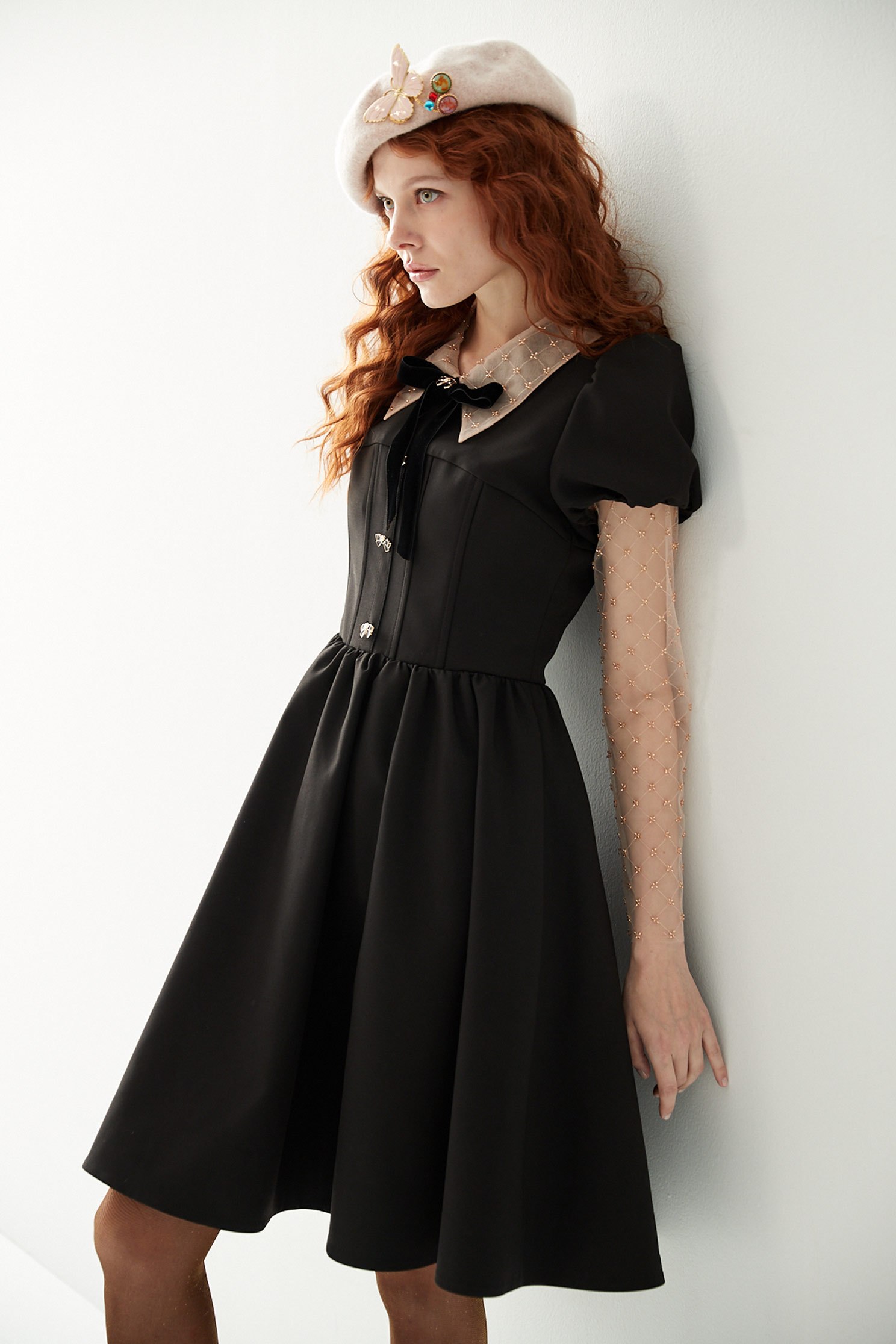 Short Sleeves V-Neck DressDress with metal butterfly button,V-neck dresses,Dresses,Season (AW) Look,Valentine,bows,Maxi dresses