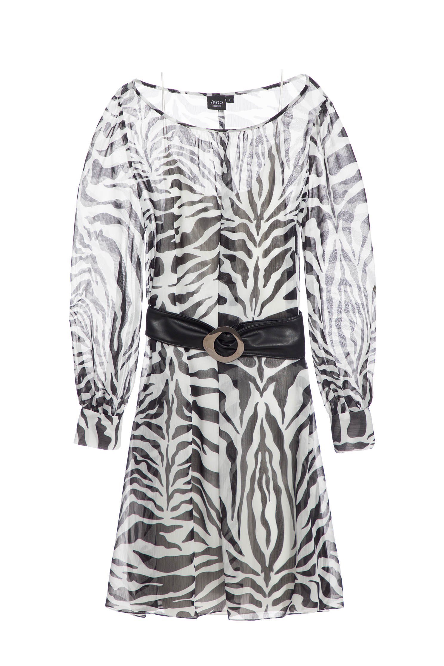 Zebra Print Chiffon DressChiffon dress with zebra print,Under shirts,Chiffon dresses,Season (AW) Look,Thin straps,Belts,Long sleeve dresses,Chiffon,Chiffon dresses