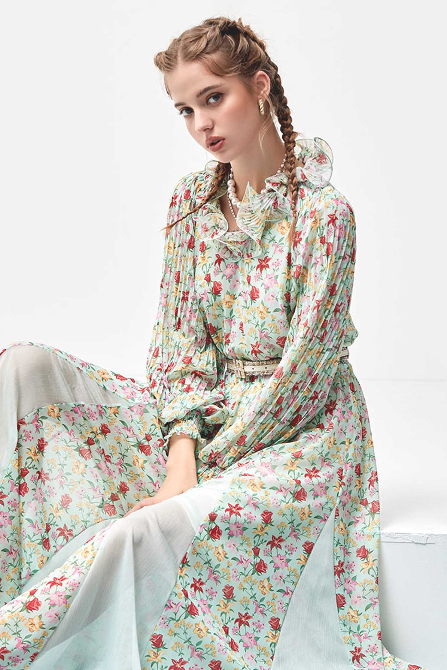 Bold Floral Print Chiffon Maxi DressBold Floral Print Chiffon Maxi Dress,Dresses,Season (AW) Look,Chiffon