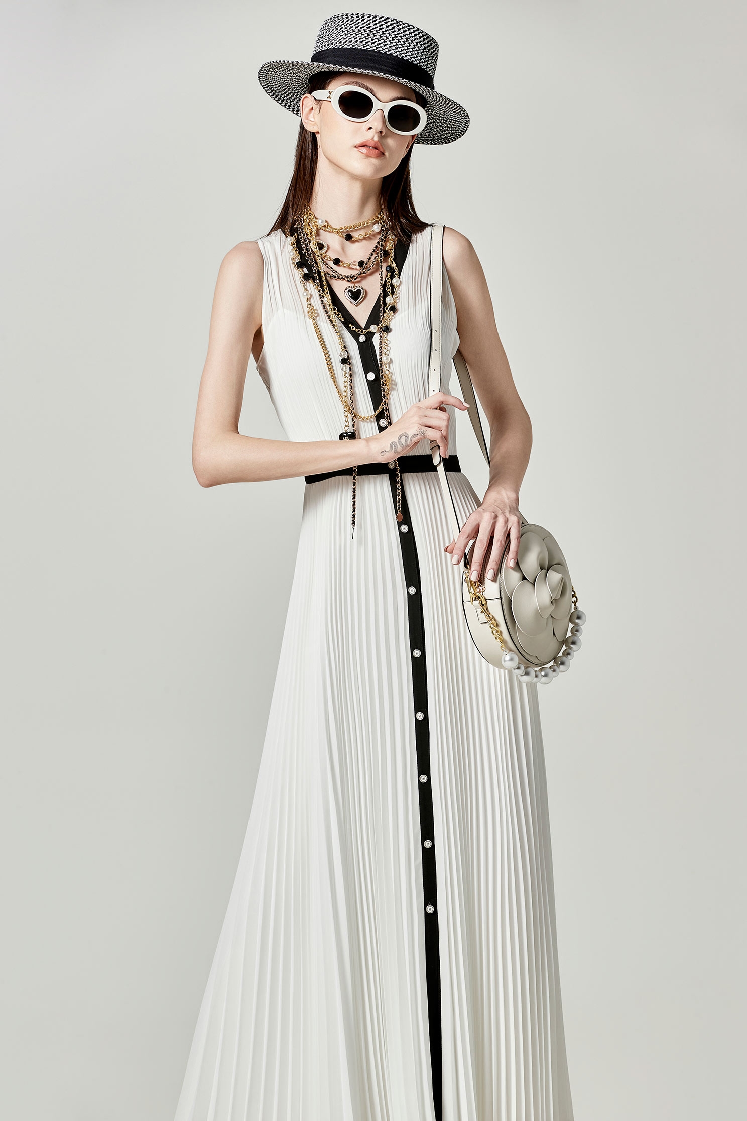 Sleeveless Pleated Chiffon Maxi DressSleeveless Pleated Chiffon Maxi Dress,Dresses,Season (SS) Look,Thin straps,Chiffon