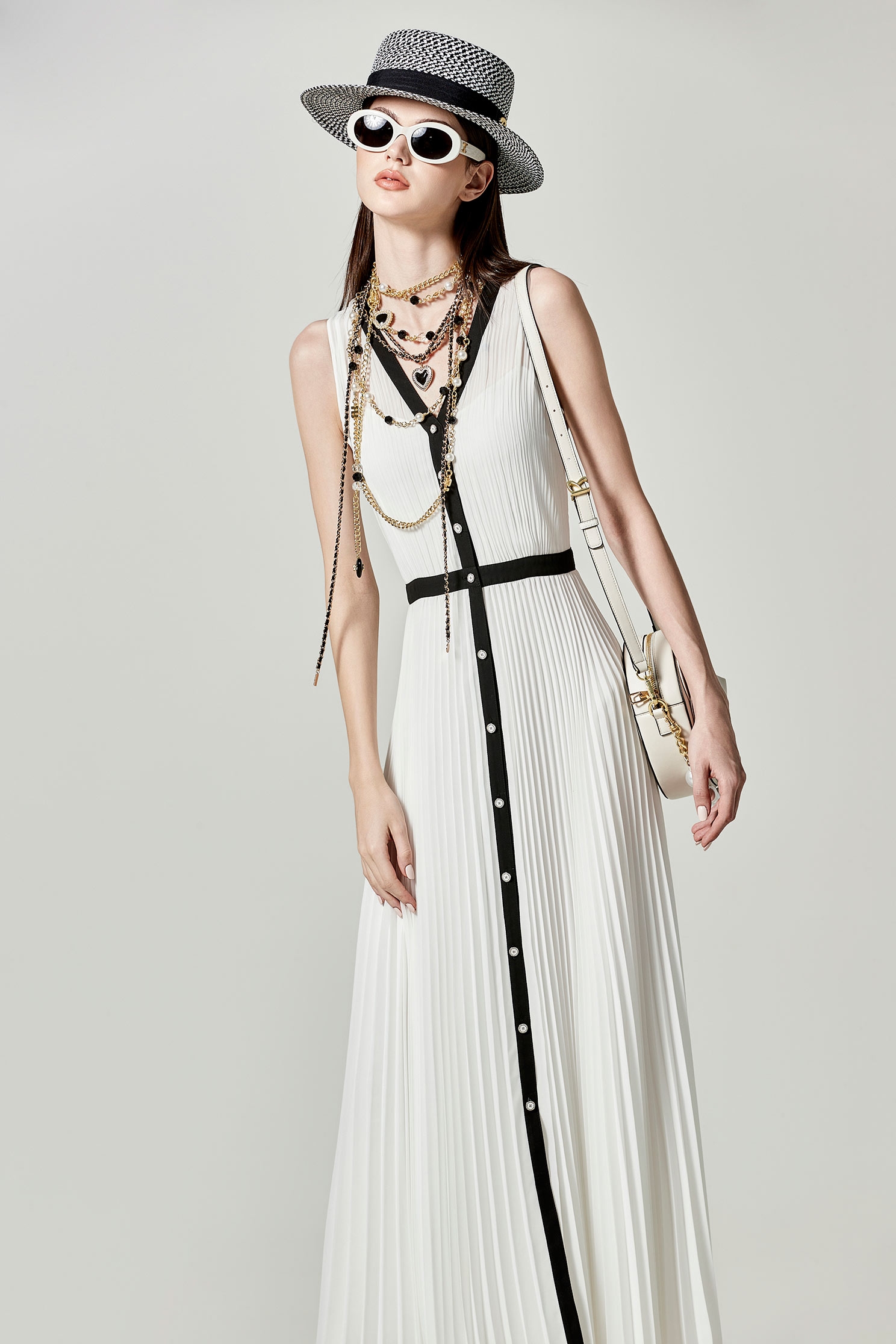 Sleeveless Pleated Chiffon Maxi DressSleeveless Pleated Chiffon Maxi Dress,Dresses,Season (SS) Look,Thin straps,Chiffon