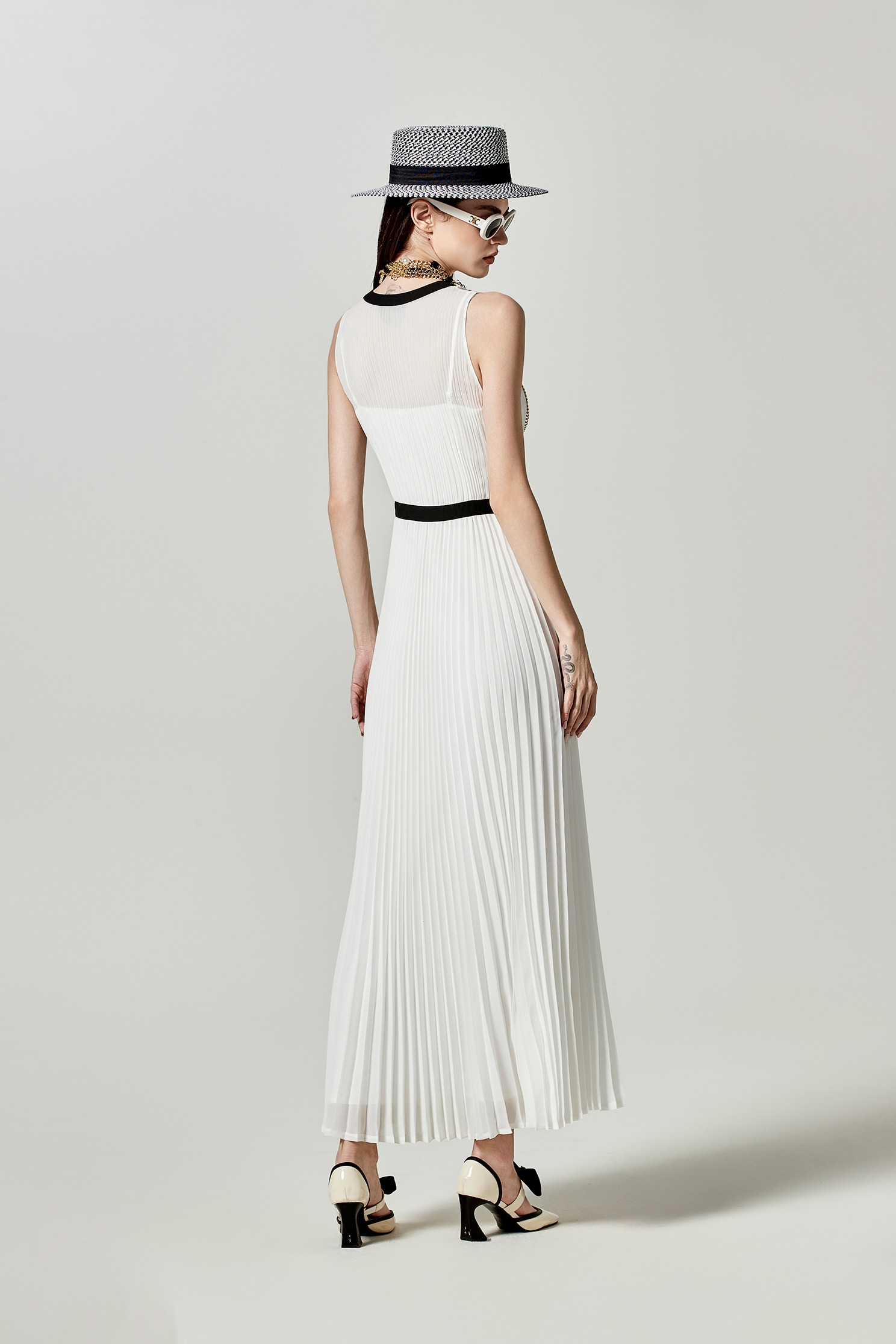 Sleeveless Pleated Chiffon Maxi DressSleeveless Pleated Chiffon Maxi Dress,Dresses,Season (SS) Look,Thin straps,Chiffon