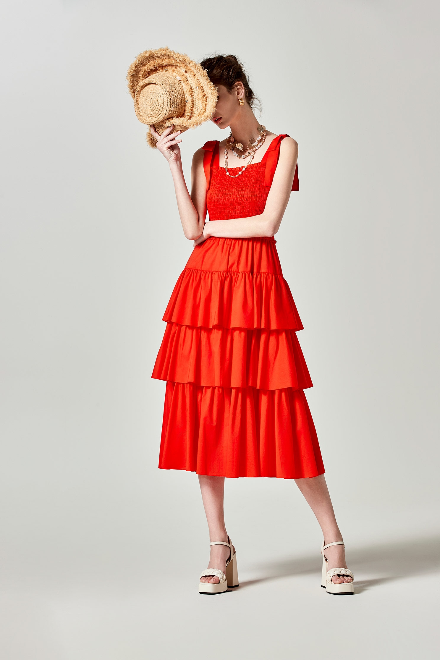 Bow Strap Detail Tiered DressBow Strap Detail Tiered Dress,Season (SS) Look,Maxi dresses