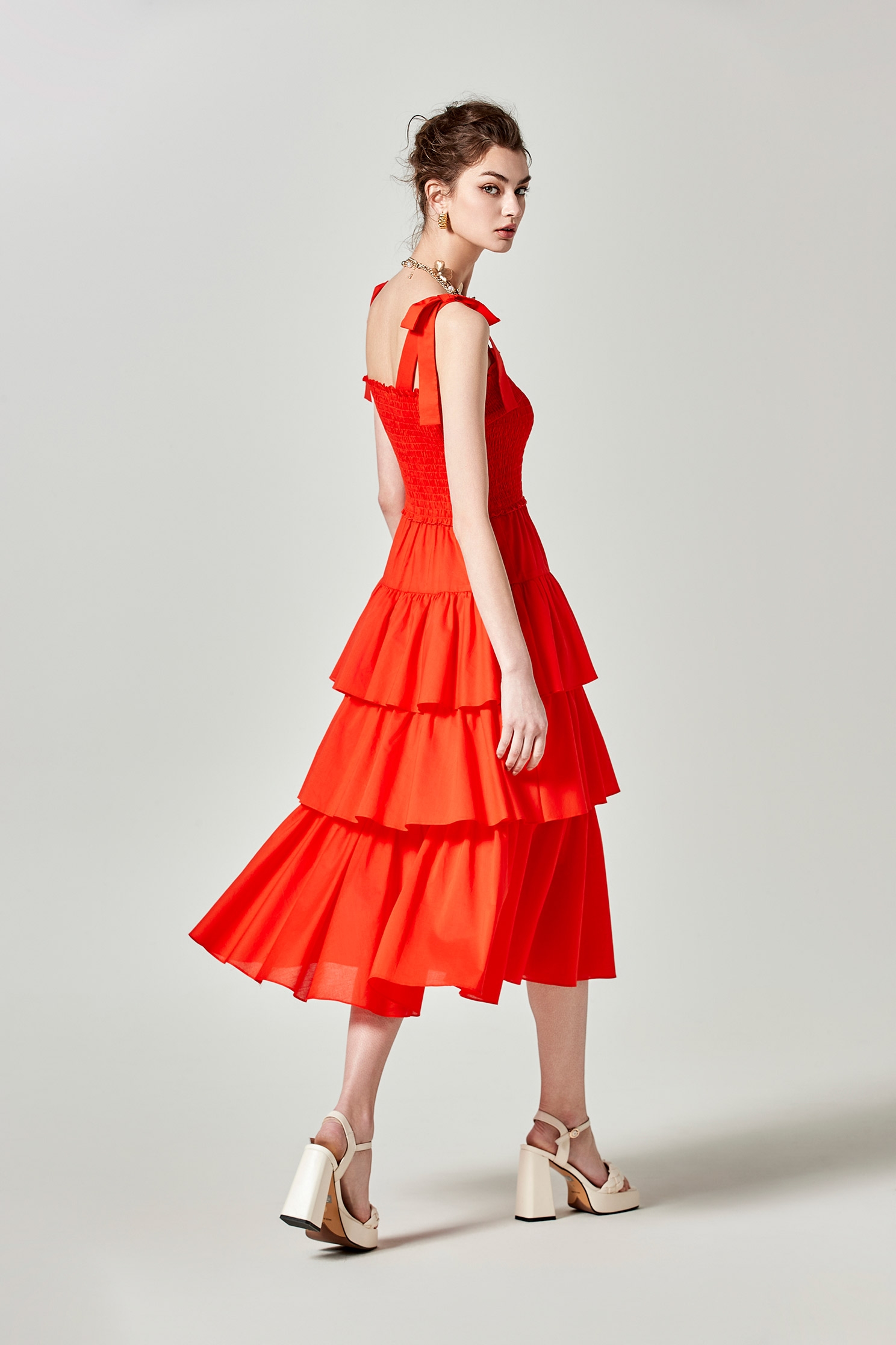 Bow Strap Detail Tiered DressBow Strap Detail Tiered Dress,Season (SS) Look,Maxi dresses