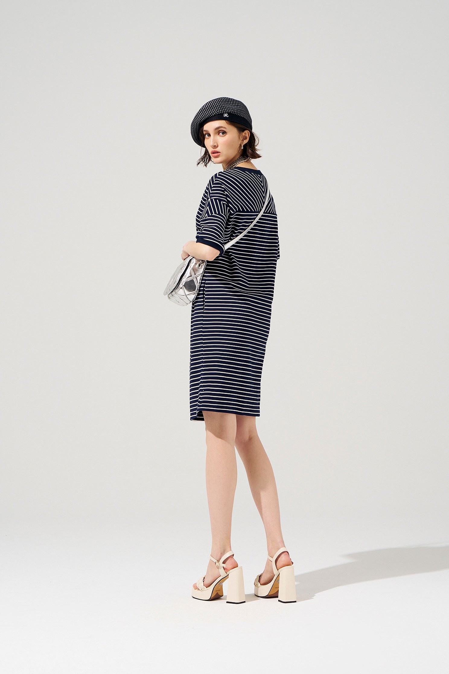 Short Sleeve Navy Stripe DressShort Sleeve Navy Stripe Dress,Dresses,Season (SS) Look,Stripe,Embroidered,Knitted