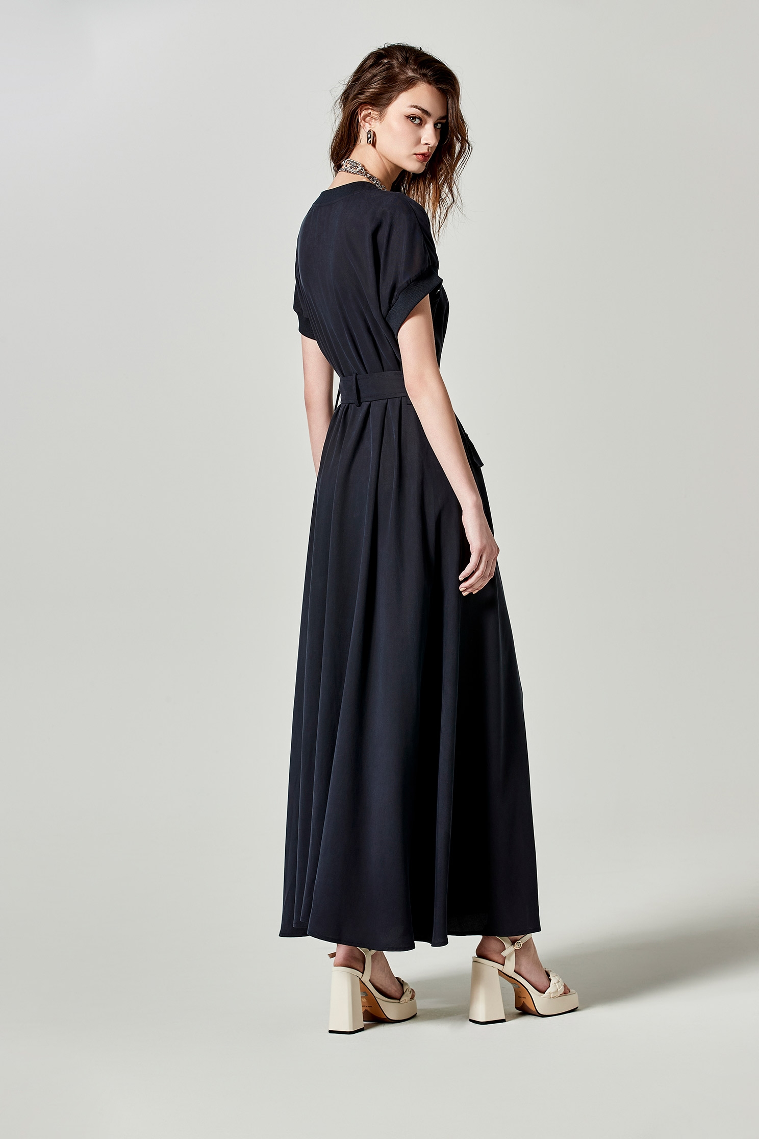 Front Zip Navy DressFront Zip Navy Dress,Dresses,Season (SS) Look,Belts,Maxi dresses