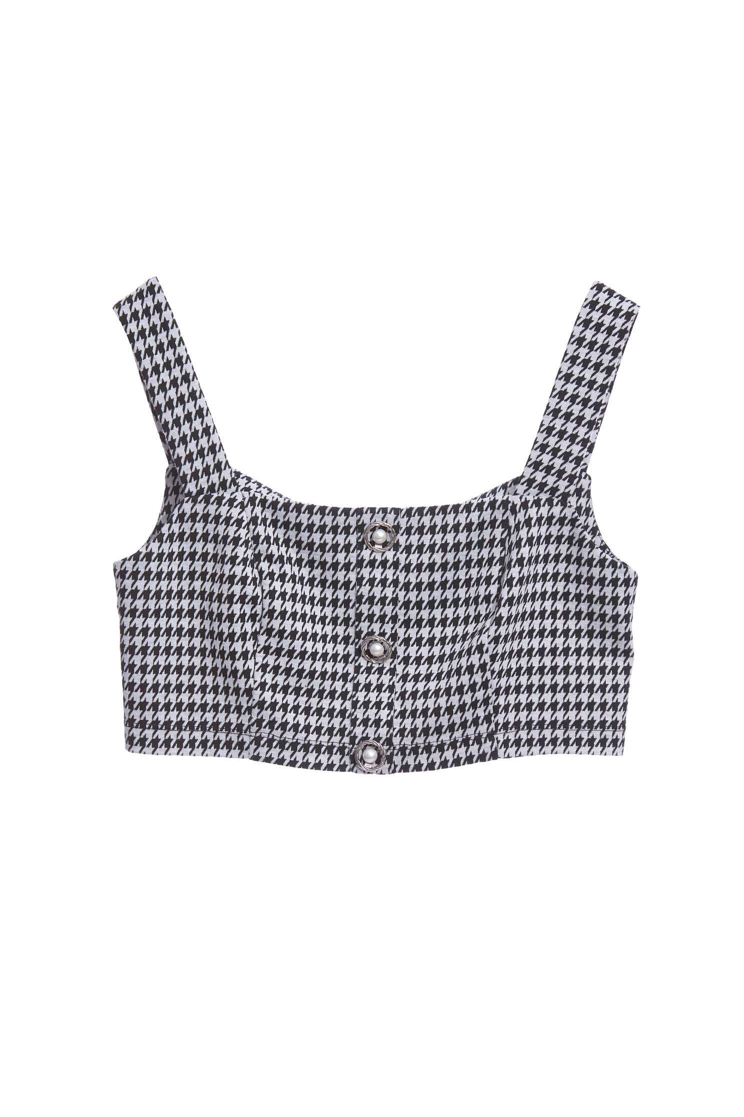 Houndstooth Crop VestClassic houndstooth check short version vest,sleeveless tops,Plaid,pearl,Season (AW) Look,sleeveless tops,upperclass