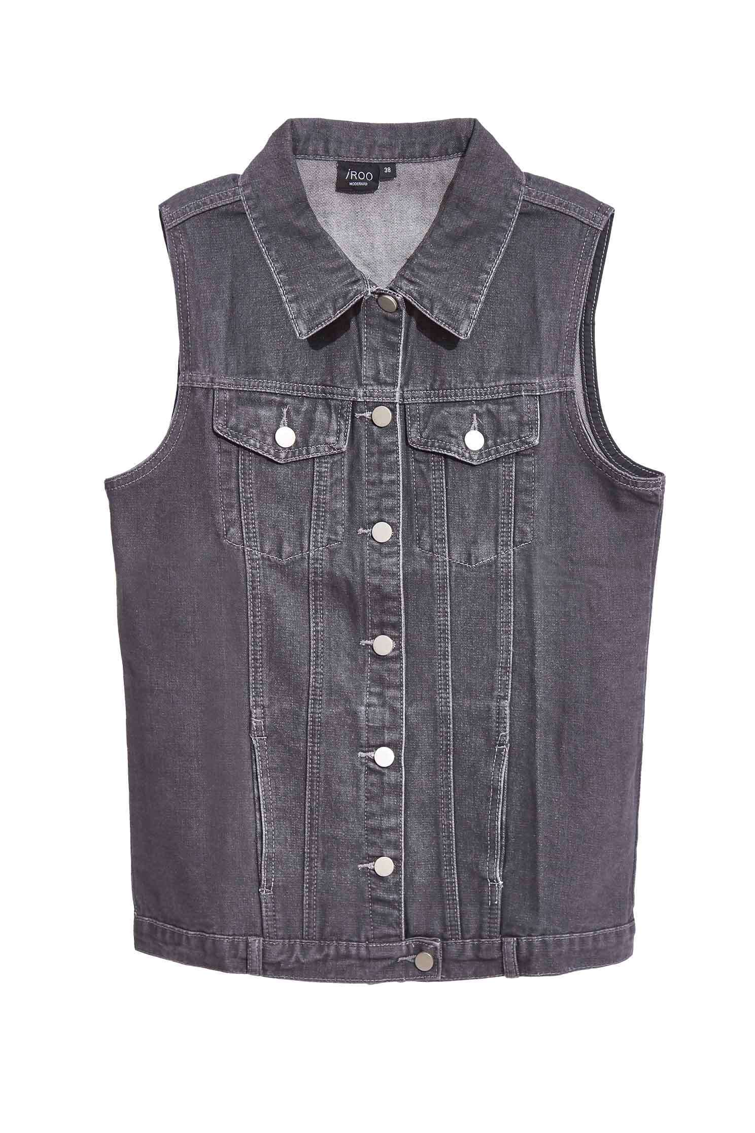 Denim Button Front VestVintage gray denim vest,sleeveless tops,Outerwear,Denim,Season (AW) Look,Cotton,sleeveless tops,waistcoat,upperclass