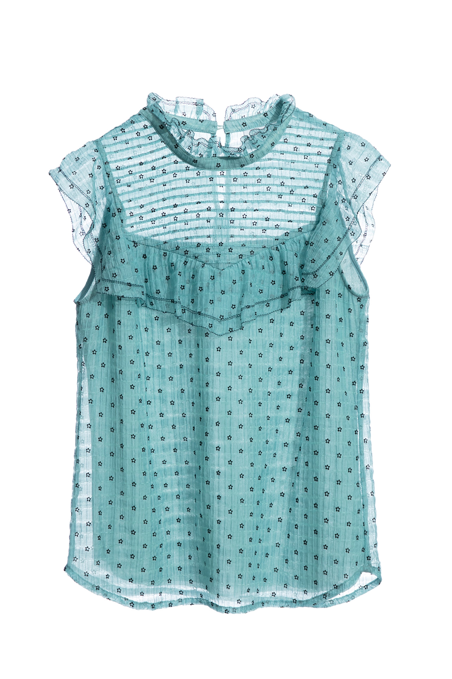 Small Petal Print Ruffle VestSmall Petal Print Ruffle Vest,sleeveless tops,Tops,Embroidered,Season (AW) Look,sleeveless tops