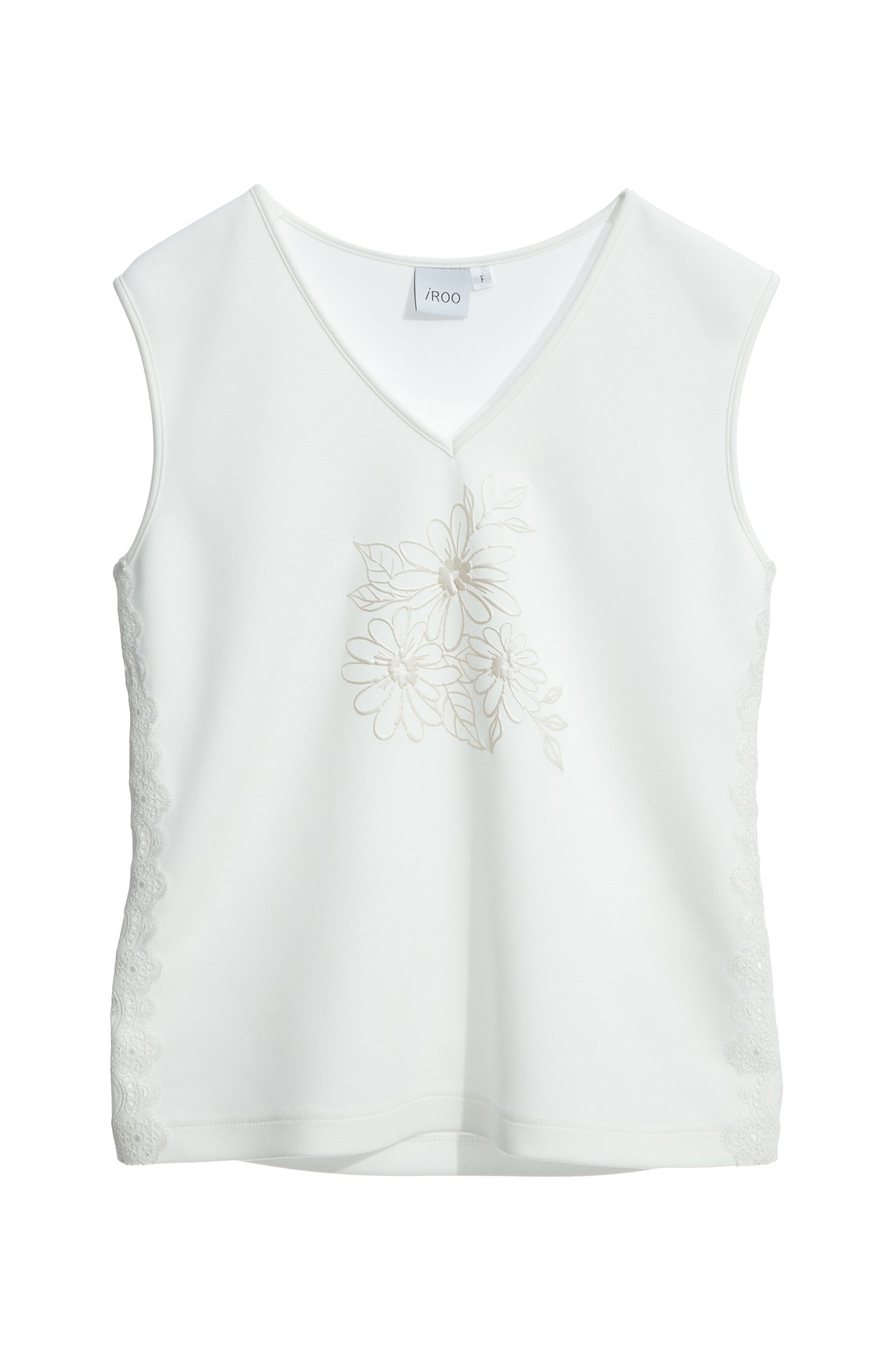 V-neck Vest With Floral EmbroideryV-neck Vest With Floral Embroidery,sleeveless tops,Tops,sleeveless tops,Season (AW) Look,sleeveless tops,Lace