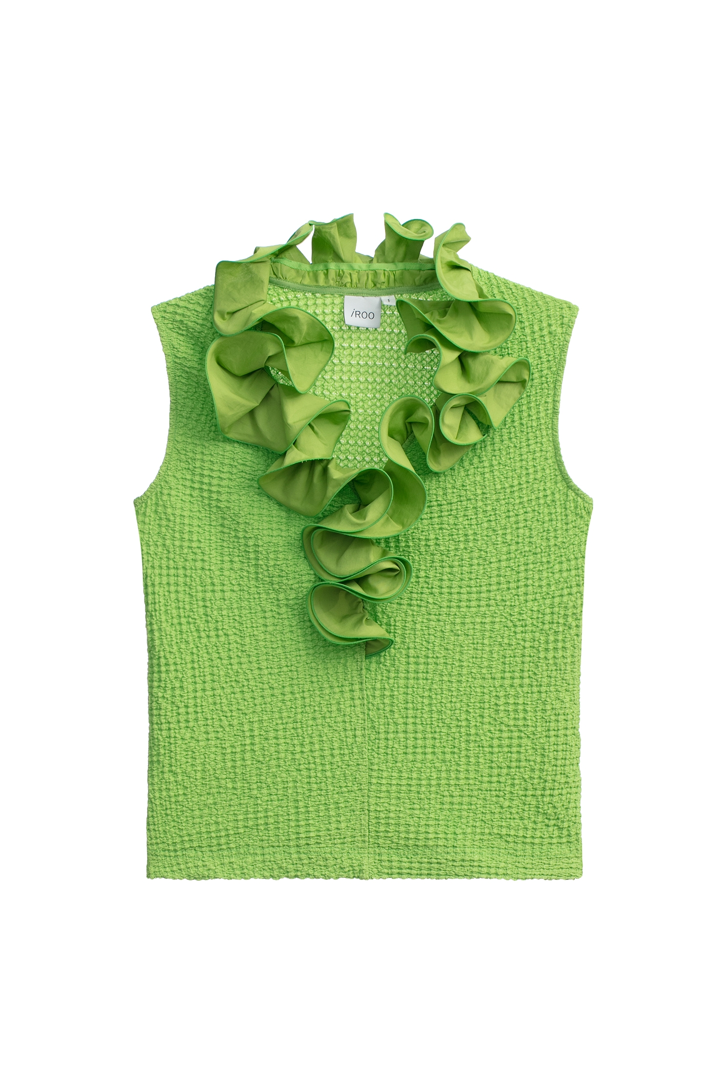 Ruffle Collar Textured VestRuffle Collar Textured Vest,sleeveless tops,Tops,Season (SS) Look