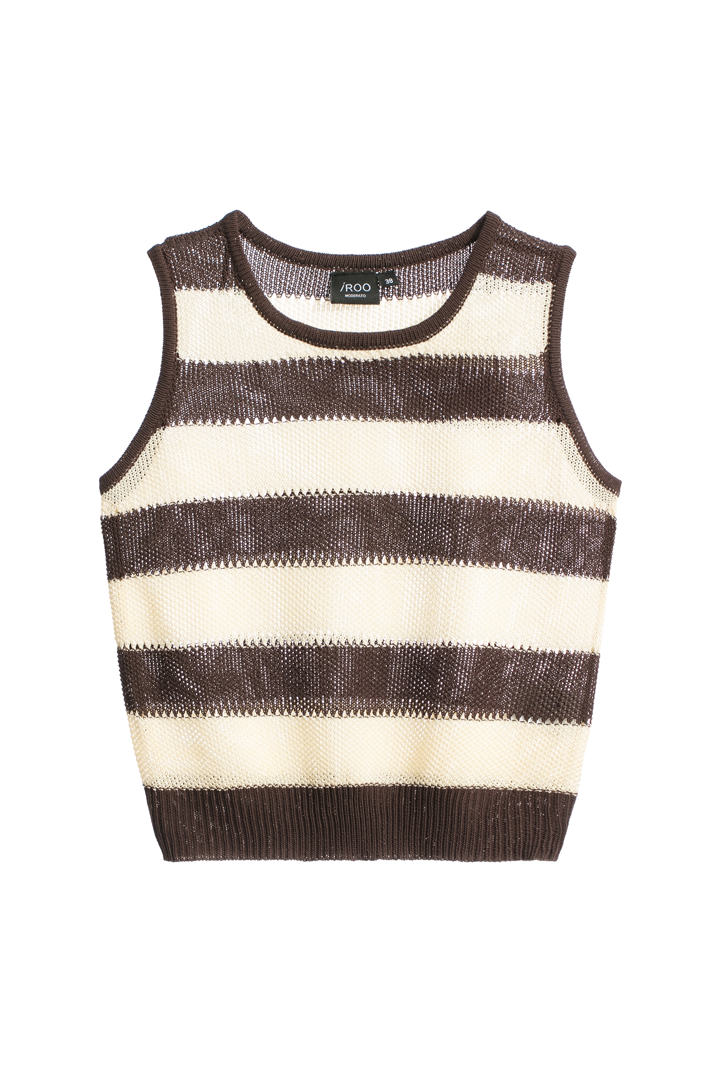 Coffee Brown Stripe Knit Tank TopCoffee Brown Stripe Knit Tank Top,sleeveless tops,Season (SS) Look,Stripe,sleeveless tops,Knitted,Knitted tops