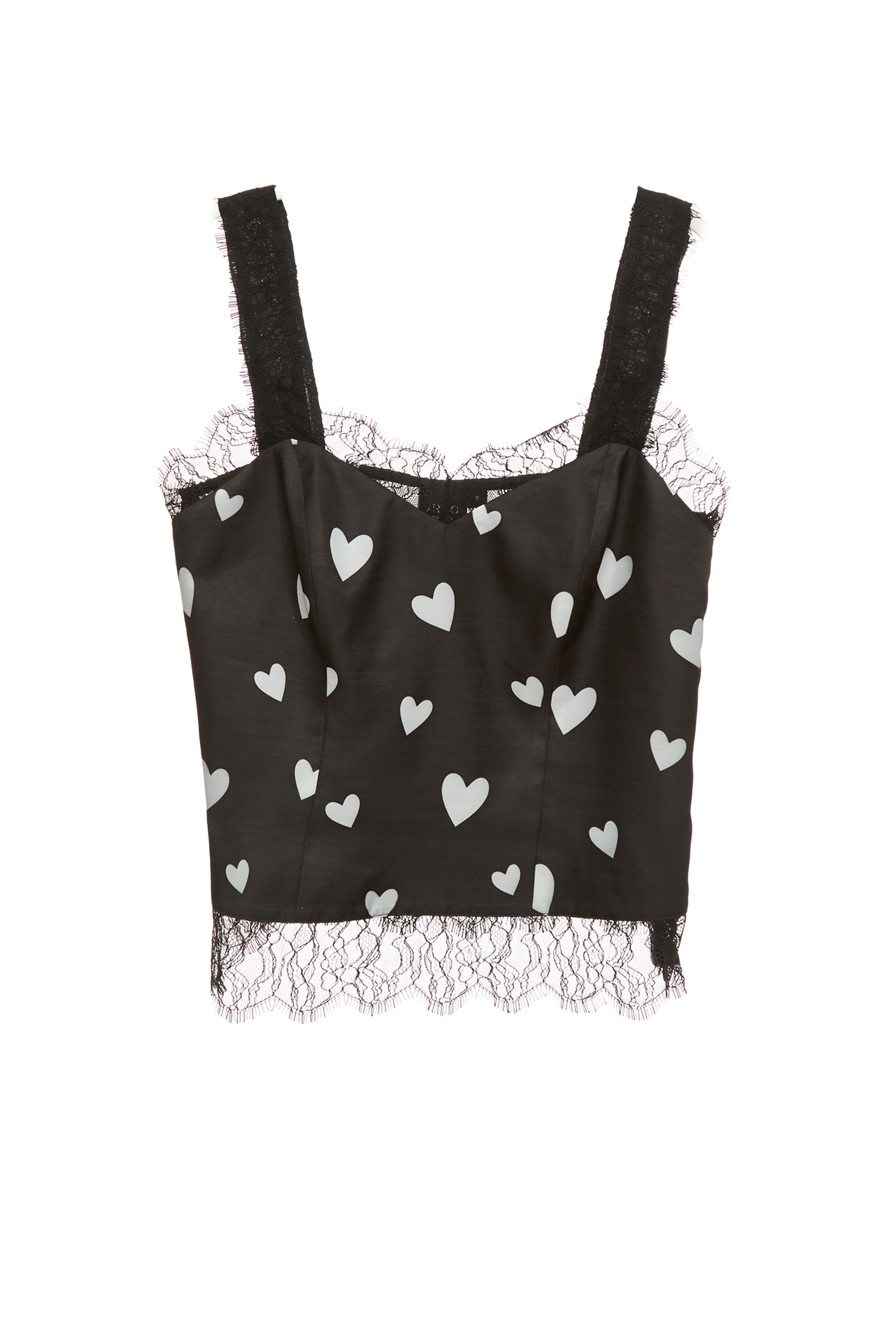Heart Print Tank Top With Lace DetailHeart Print Tank Top With Lace Detail,sleeveless tops,Season (SS) Look,sleeveless tops,Lace