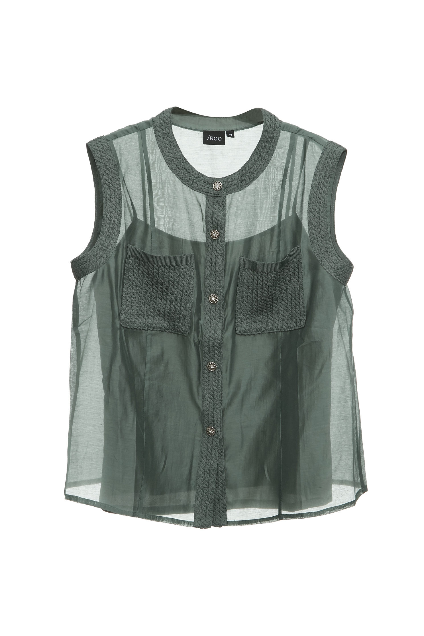 Button Front Rib Trim Detail VestButton Front Rib Trim Detail Vest,sleeveless tops,Season (SS) Look,Valentine,sleeveless tops,upperclass,Knitted,Knitted tops