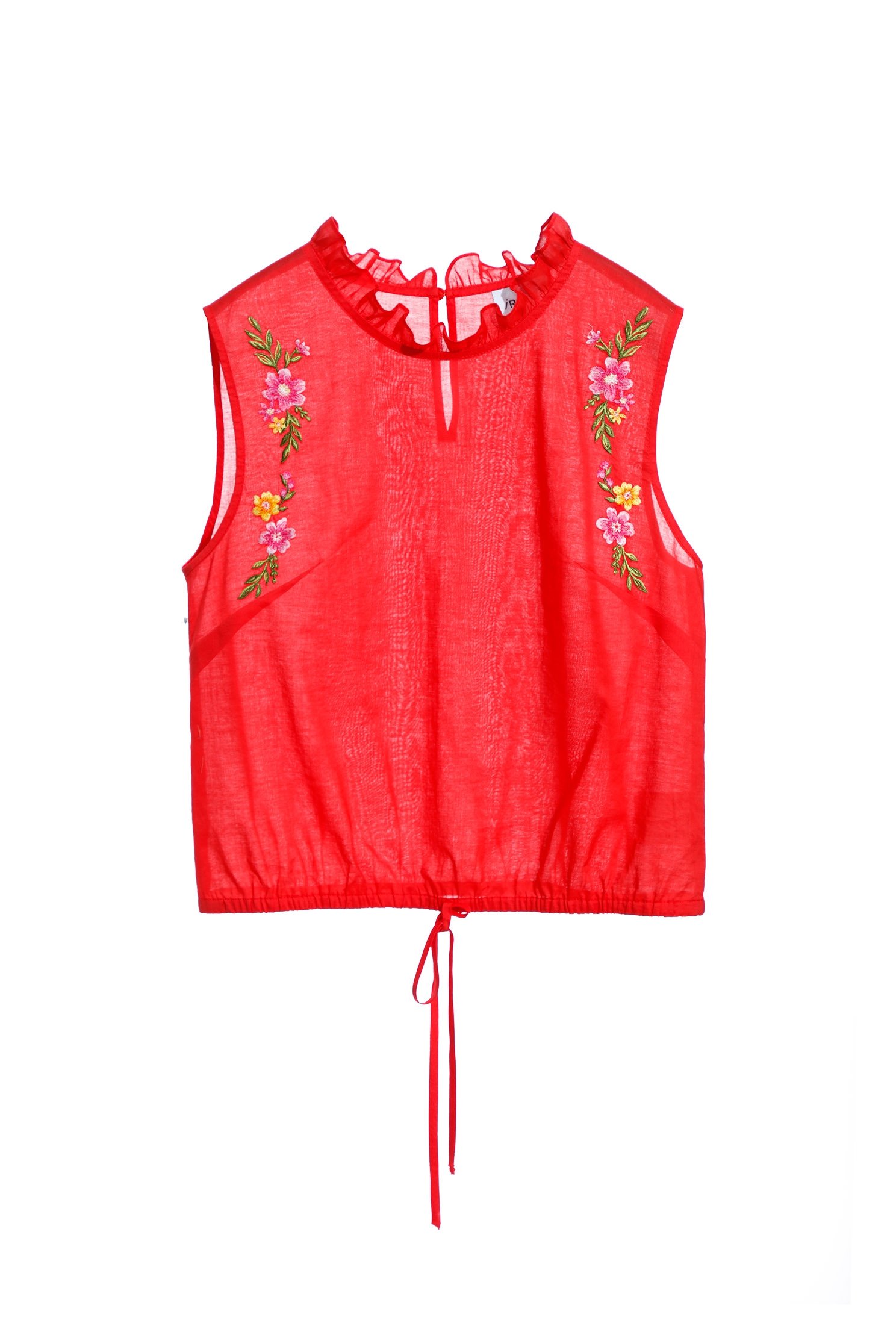 Drawstring Vest With Bembroidery DetailDrawstring Vest With Bembroidery Detail,sleeveless tops,Tops,Embroidered,Season (SS) Look,Cotton