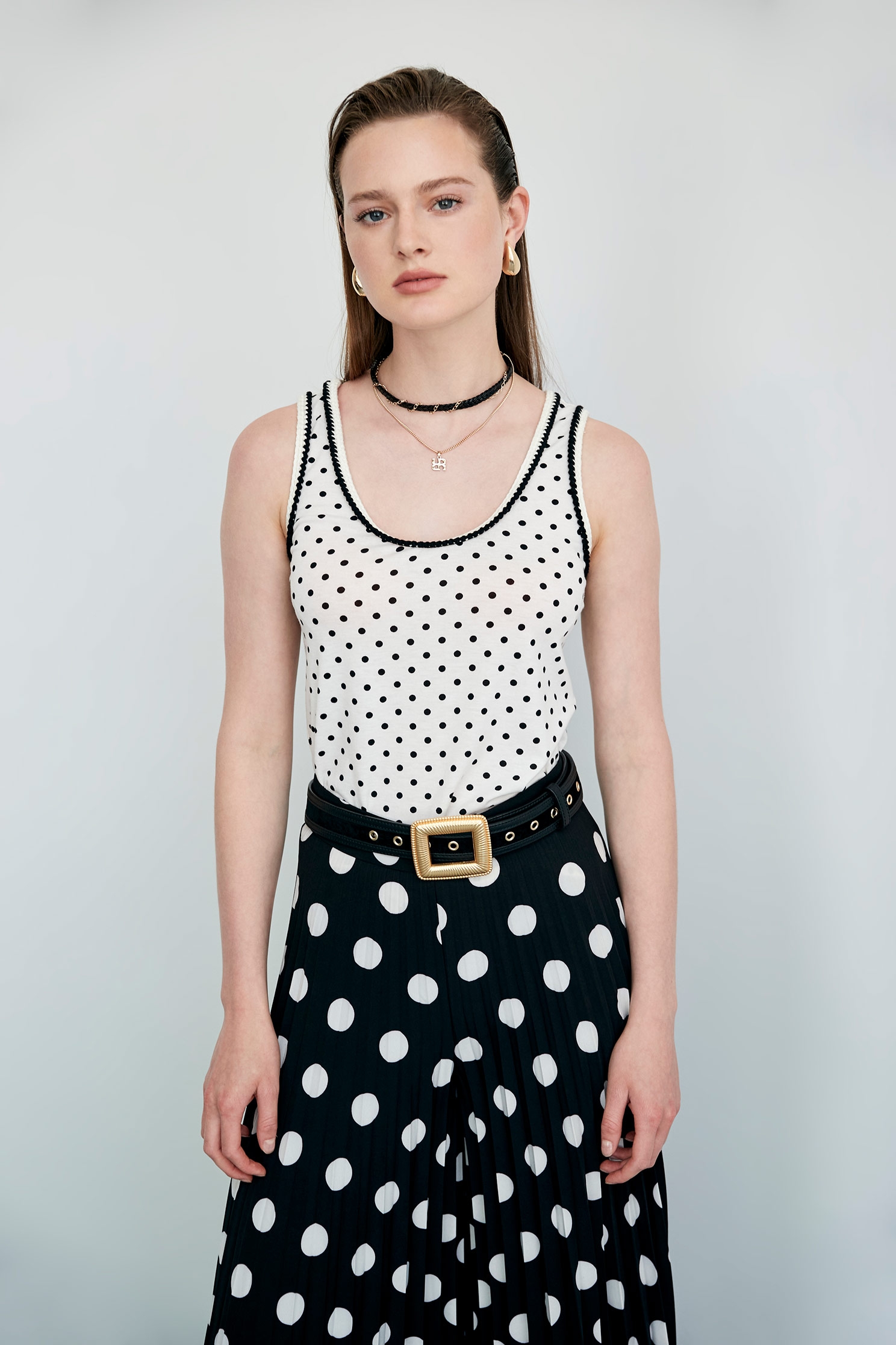 Polka Dot Print Tank TopPolka Dot Print Tank Top,sleeveless tops,Under shirts,Season (AW) Look,sleeveless tops