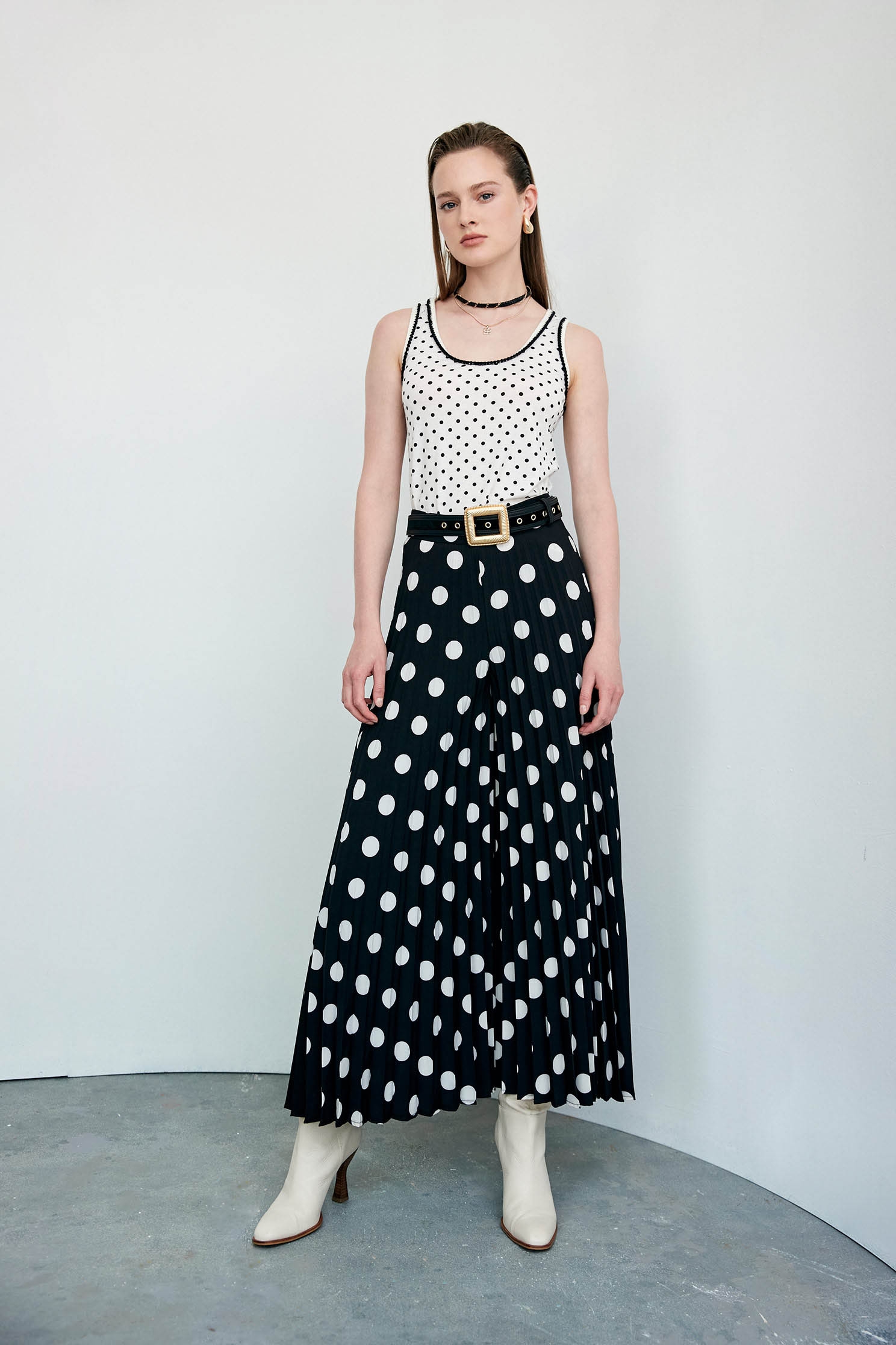 Polka Dot Print Tank TopPolka Dot Print Tank Top,sleeveless tops,Under shirts,Season (AW) Look,sleeveless tops