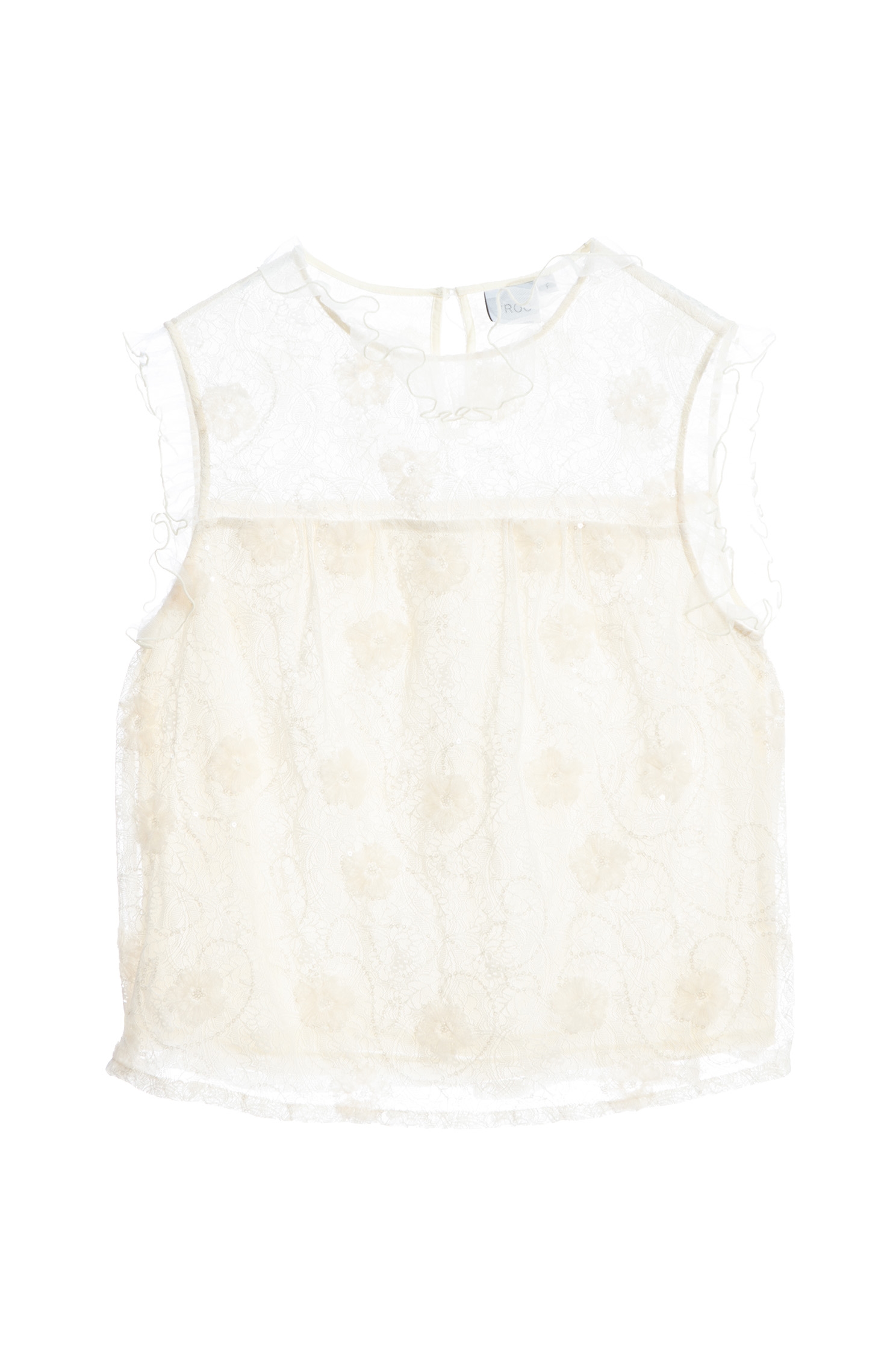 Floral Lace Ruffle VestFloral Lace Ruffle Vest,sleeveless tops,Tops,sleeveless tops,Season (AW) Look,sleeveless tops,Lace