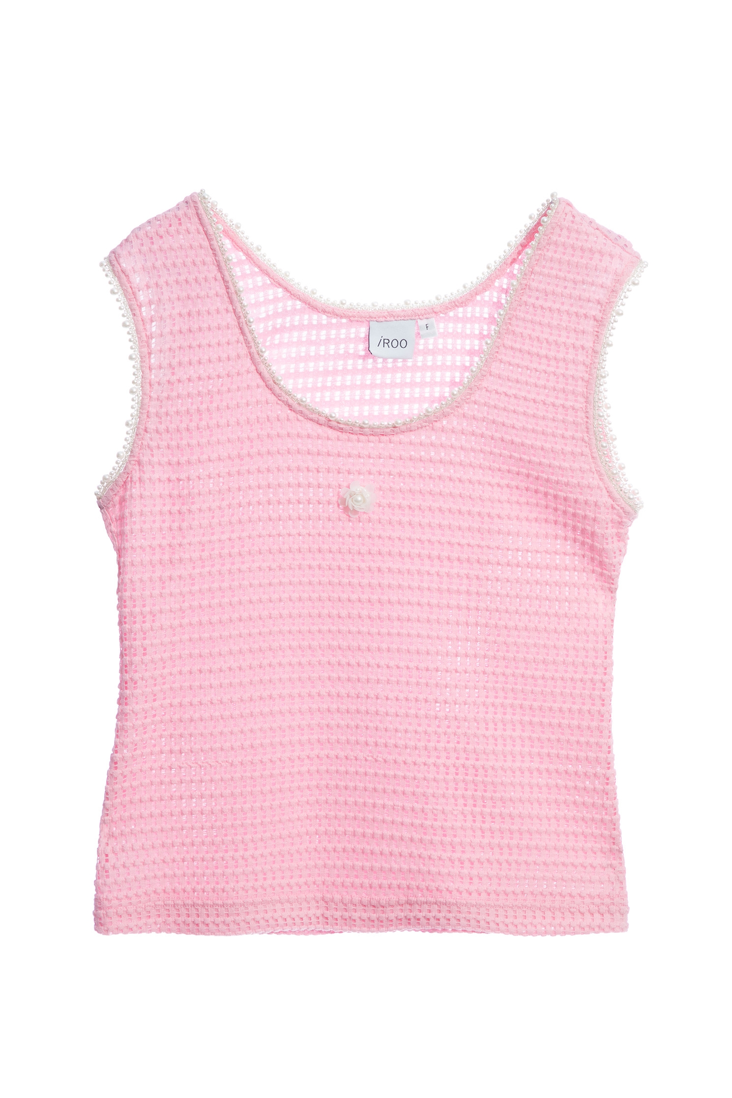 Pink Knit Vest With Pearl AppliquePink Knit Vest With Pearl Applique,sleeveless tops,Tops,sleeveless tops,pearl,Season (AW) Look,sleeveless tops