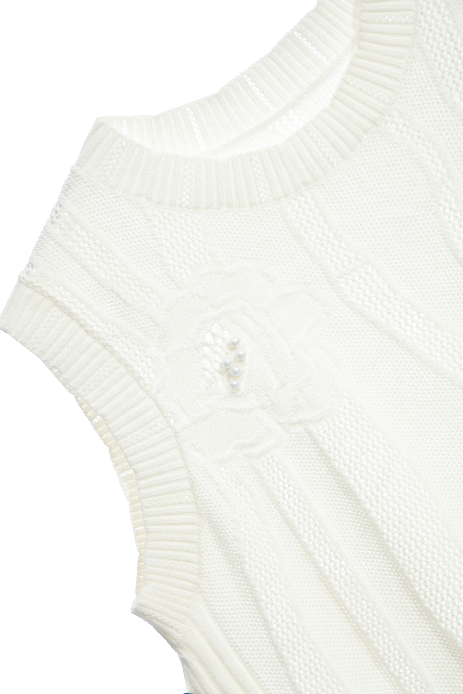 White Knit Vest With Pearl AppliqueWhite Knit Vest With Pearl Applique,sleeveless tops,Tops,sleeveless tops,pearl,Season (AW) Look,sleeveless tops,Knitted,Knitted tops