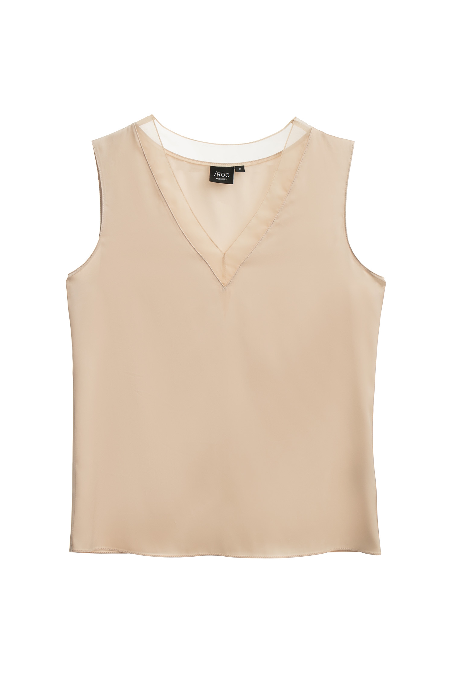 V-neck Satin Tank Top珠貝色沙典簡約V領背心,sleeveless tops,sleeveless tops,Season (AW) Look,sleeveless tops